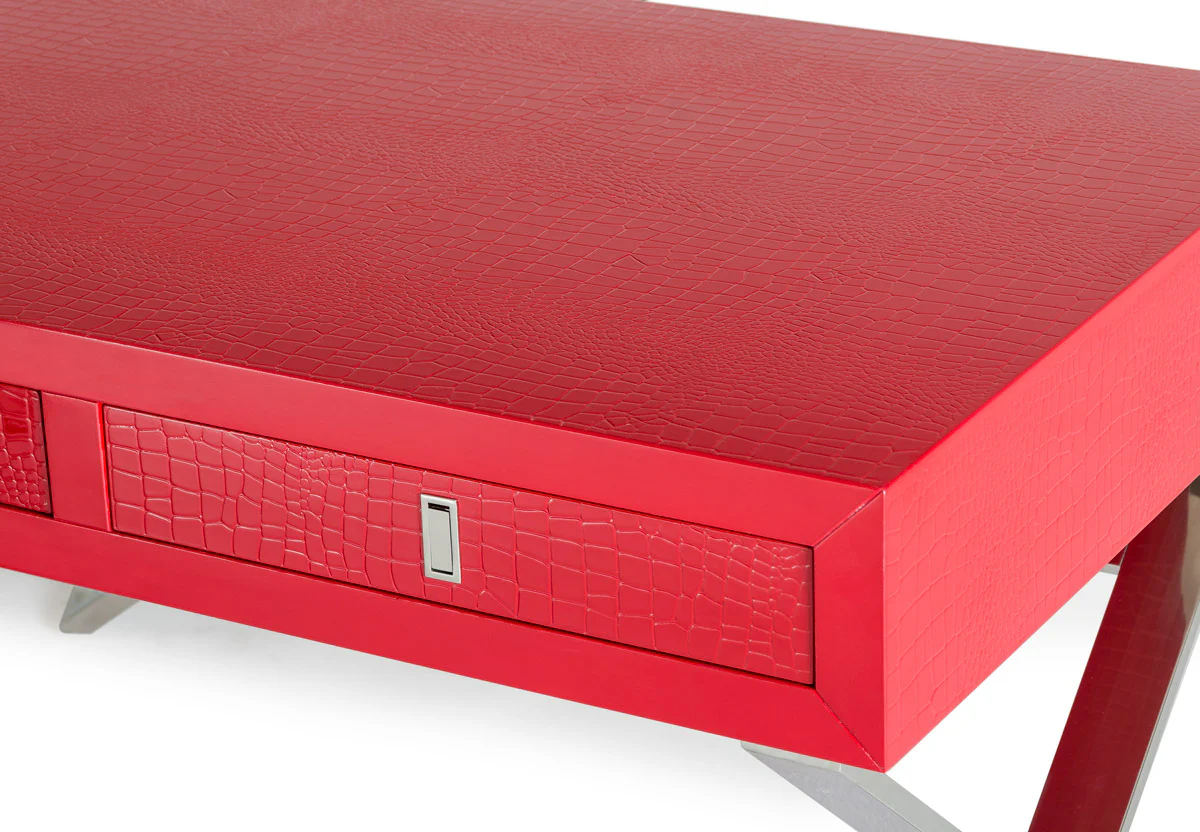 21 Red Crocodile MDF and Steel Desk By Homeroots - Image 2