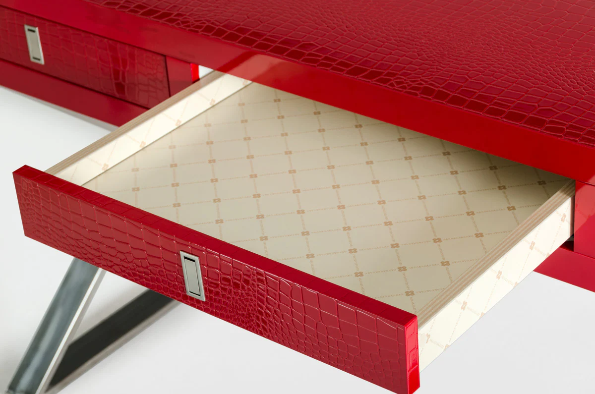 21 Red Crocodile MDF and Steel Desk By Homeroots - Image 3