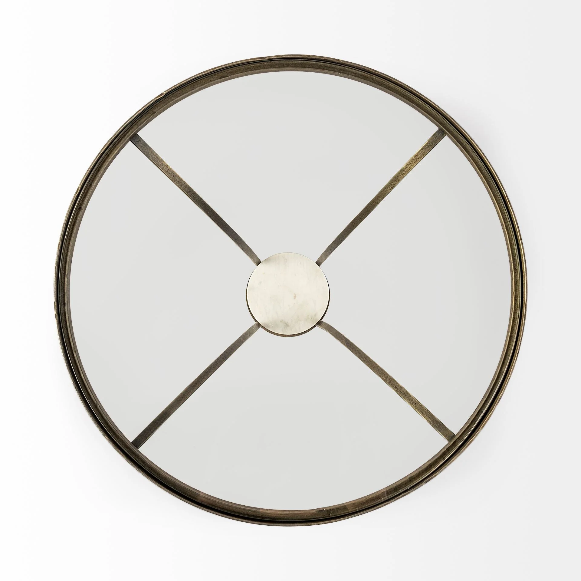21' Round Glass Top End Table with Metal and Marble Pedestal By Homeroots - Image 4