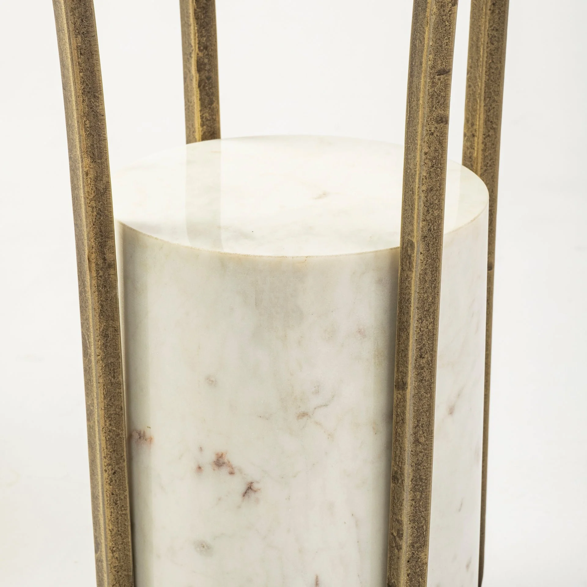 21' Round Glass Top End Table with Metal and Marble Pedestal By Homeroots - Image 6