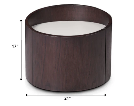 21" Round Modern Brown Oak Finish End Table By Homeroots - Image 2