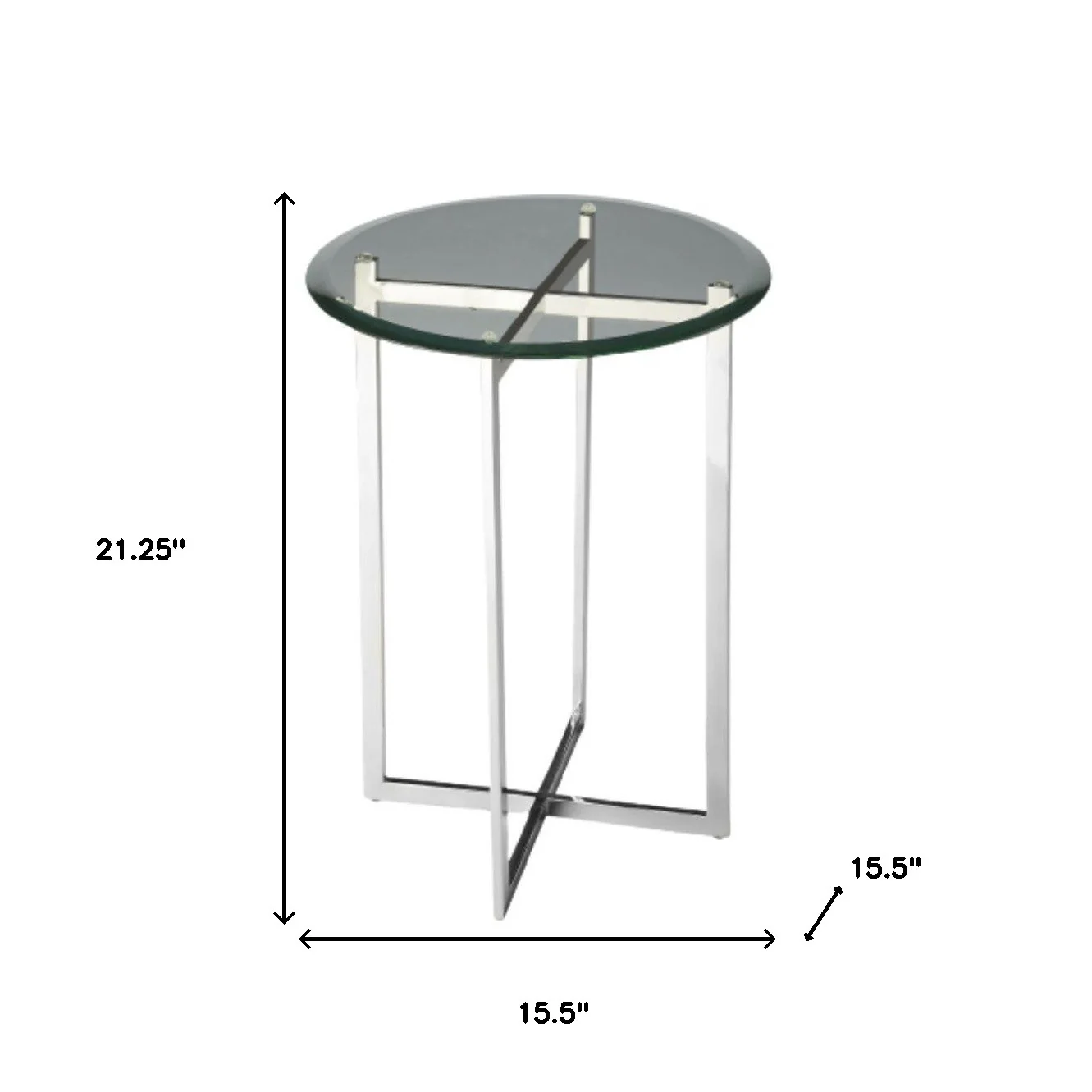 21" Silver Geo Base and Glass Round End Table By Homeroots - Image 5