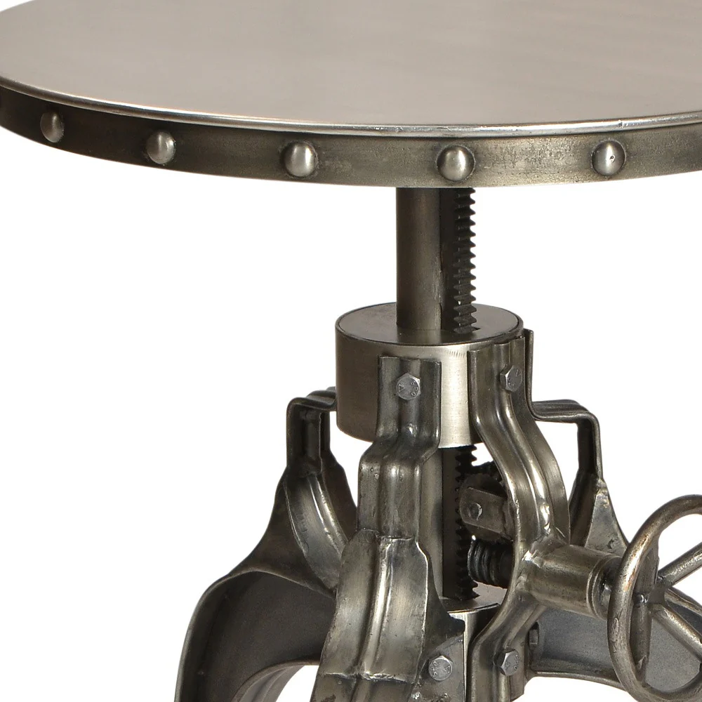 21" Silver Metal And Iron Round End Table By Homeroots - Image 4