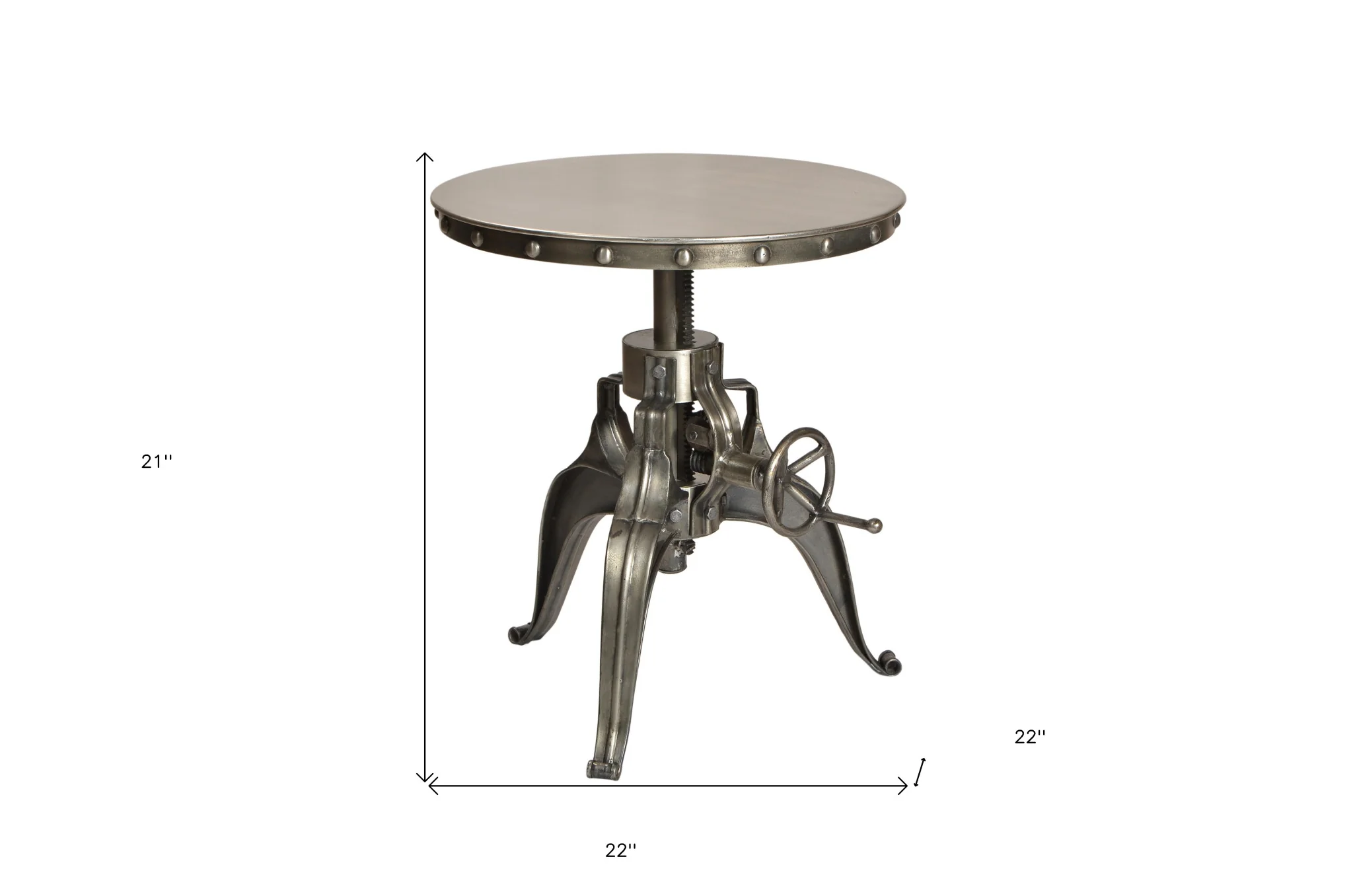 21" Silver Metal And Iron Round End Table By Homeroots - Image 5
