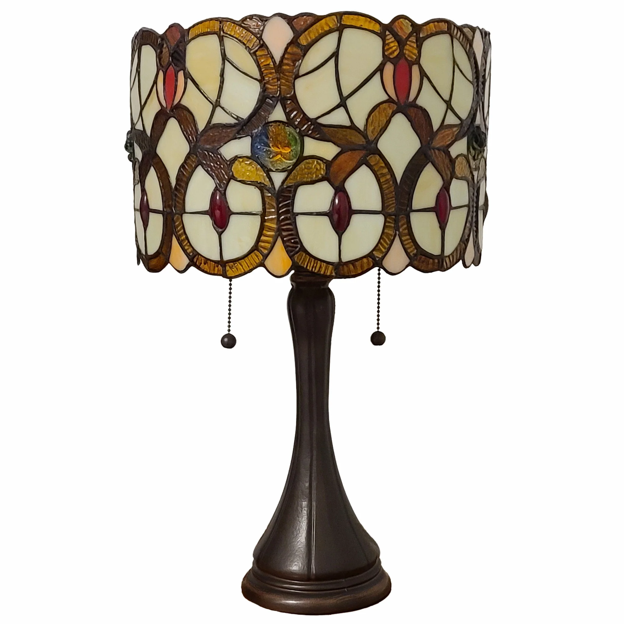 21" Stained Glass Two Light Floral Drum Table Lamp By Homeroots - Image 4