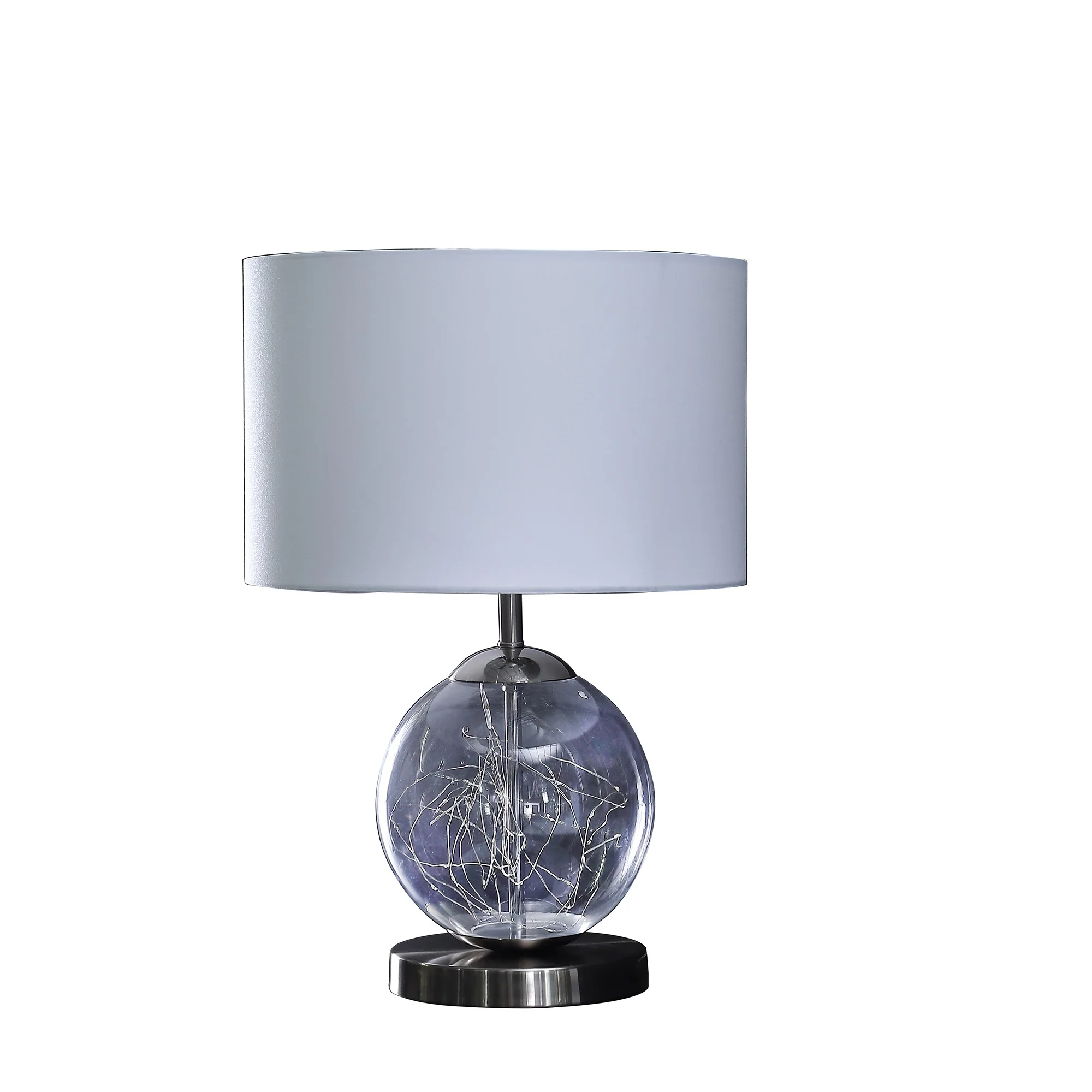 21" Translucent Glass Globe LED Table Lamp With White Drum Shade By Homeroots - Image 3