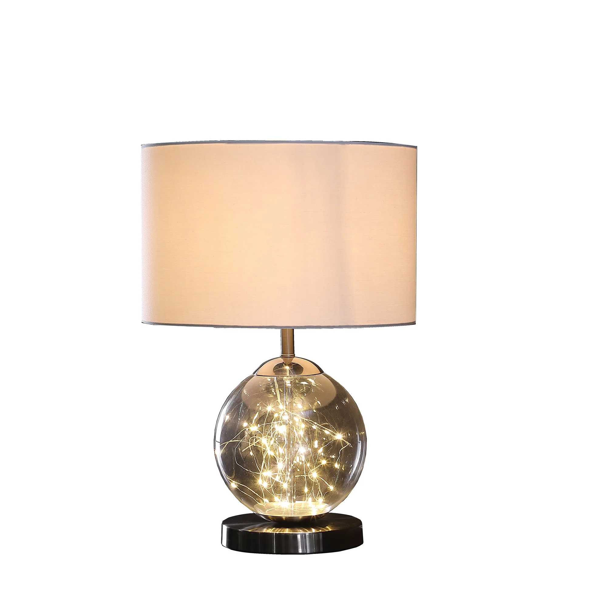 21" Translucent Glass Globe LED Table Lamp With White Drum Shade By Homeroots - Image 4