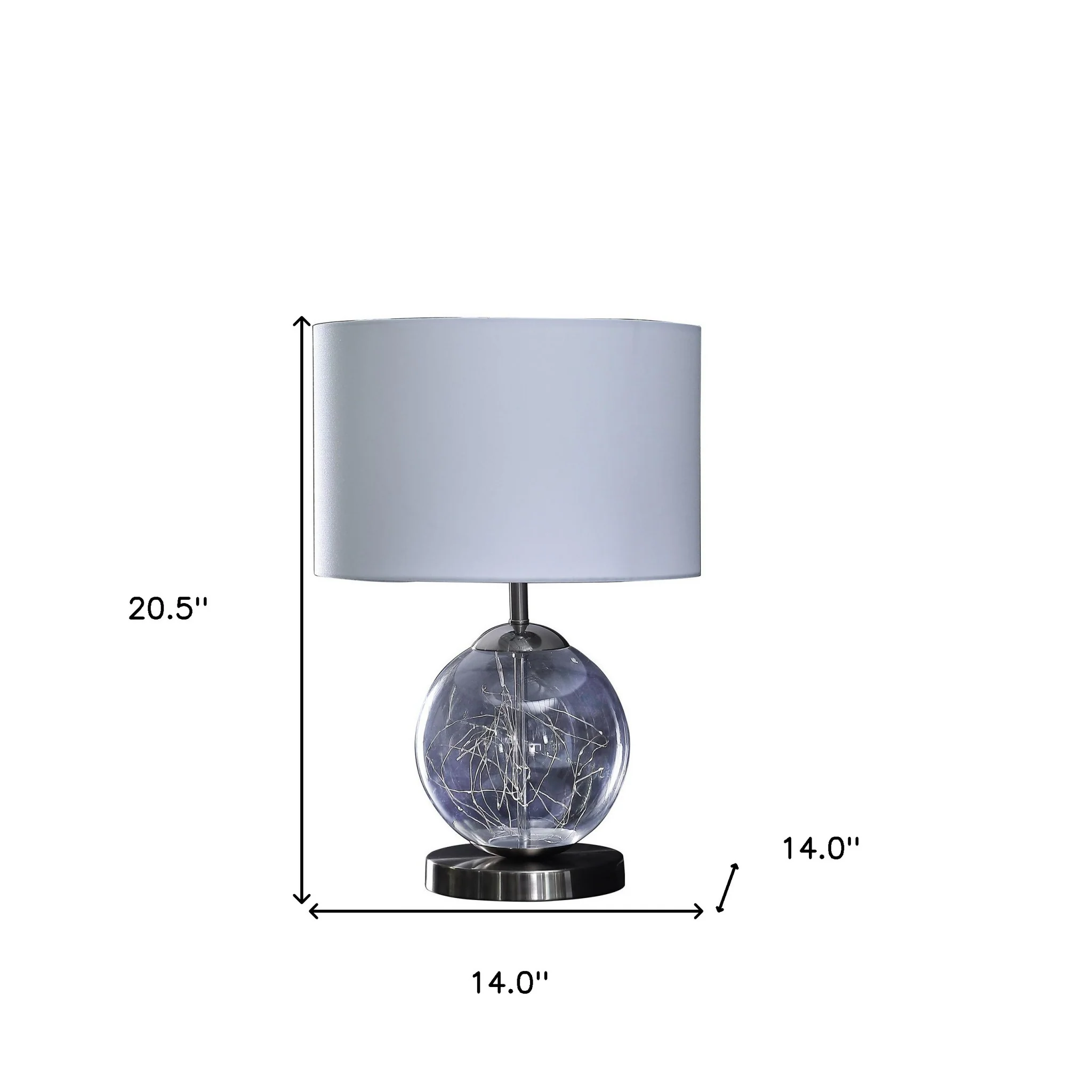 21" Translucent Glass Globe LED Table Lamp With White Drum Shade By Homeroots - Image 6