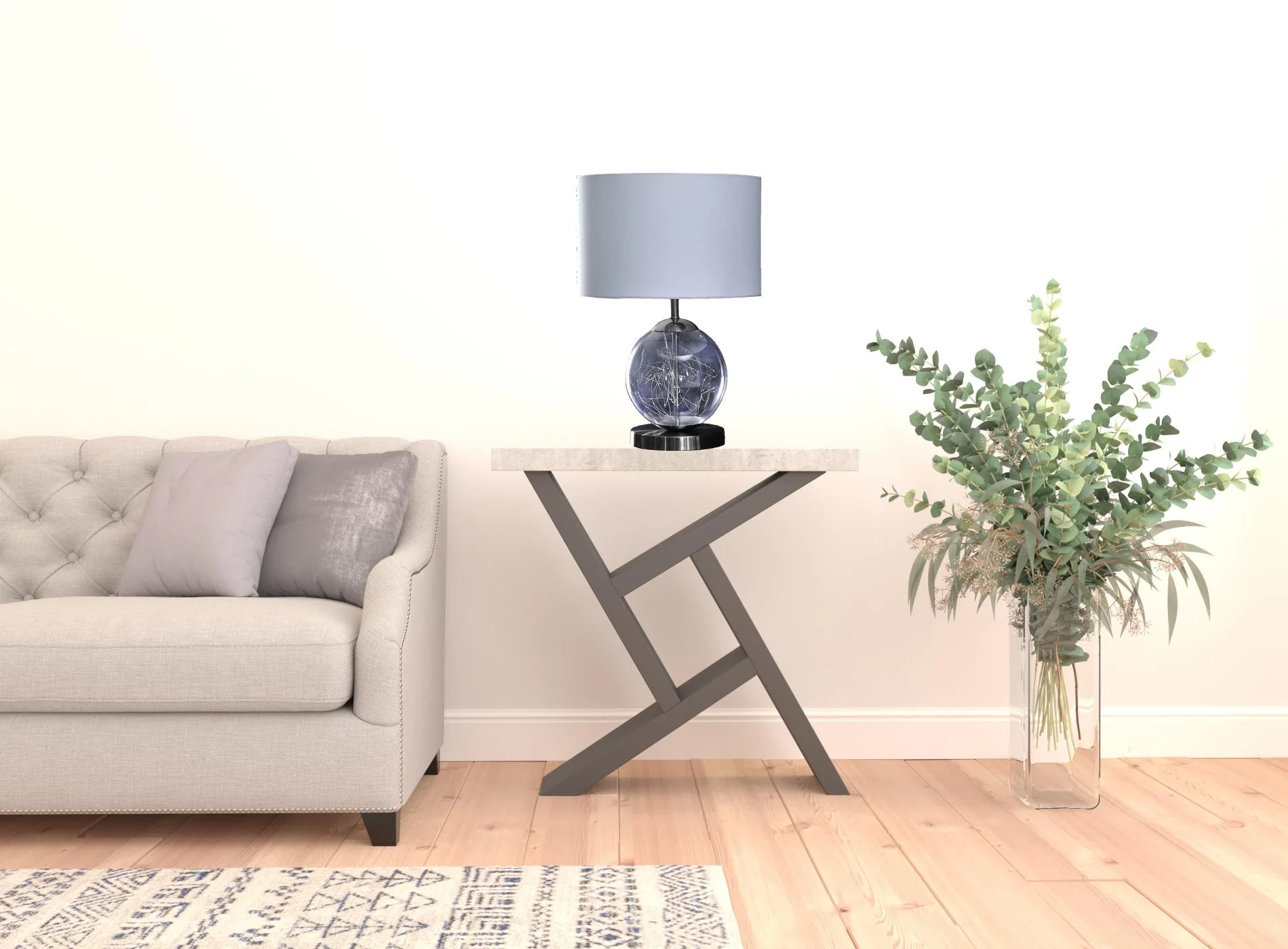 21" Translucent Glass Globe LED Table Lamp With White Drum Shade By Homeroots - Image 7