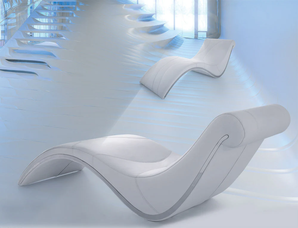 21' White Faux Leather Leisure Lounge with a Metal Frame By Homeroots - Image 3