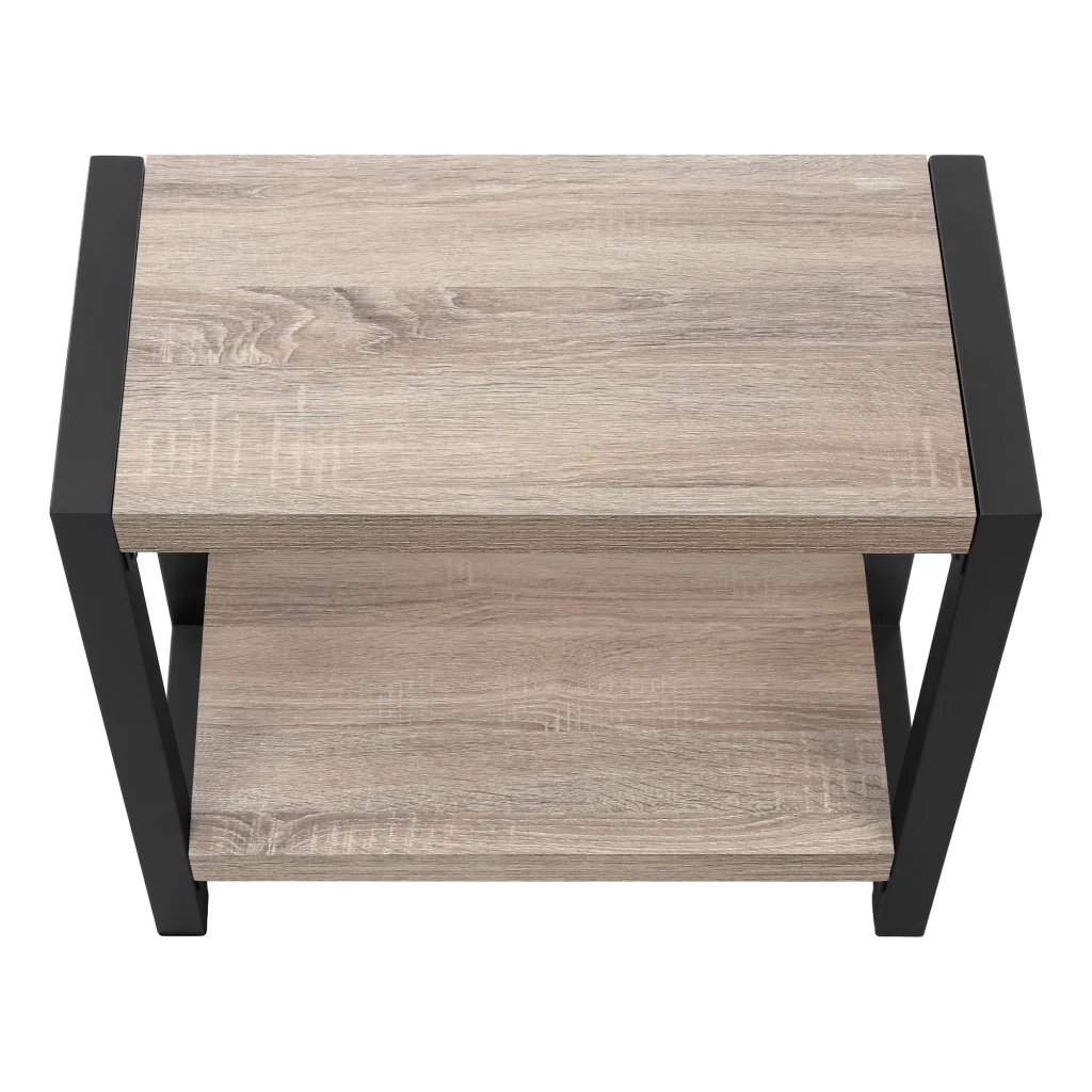22" Black And Dark Taupe End Table With Shelf By Homeroots - Image 5
