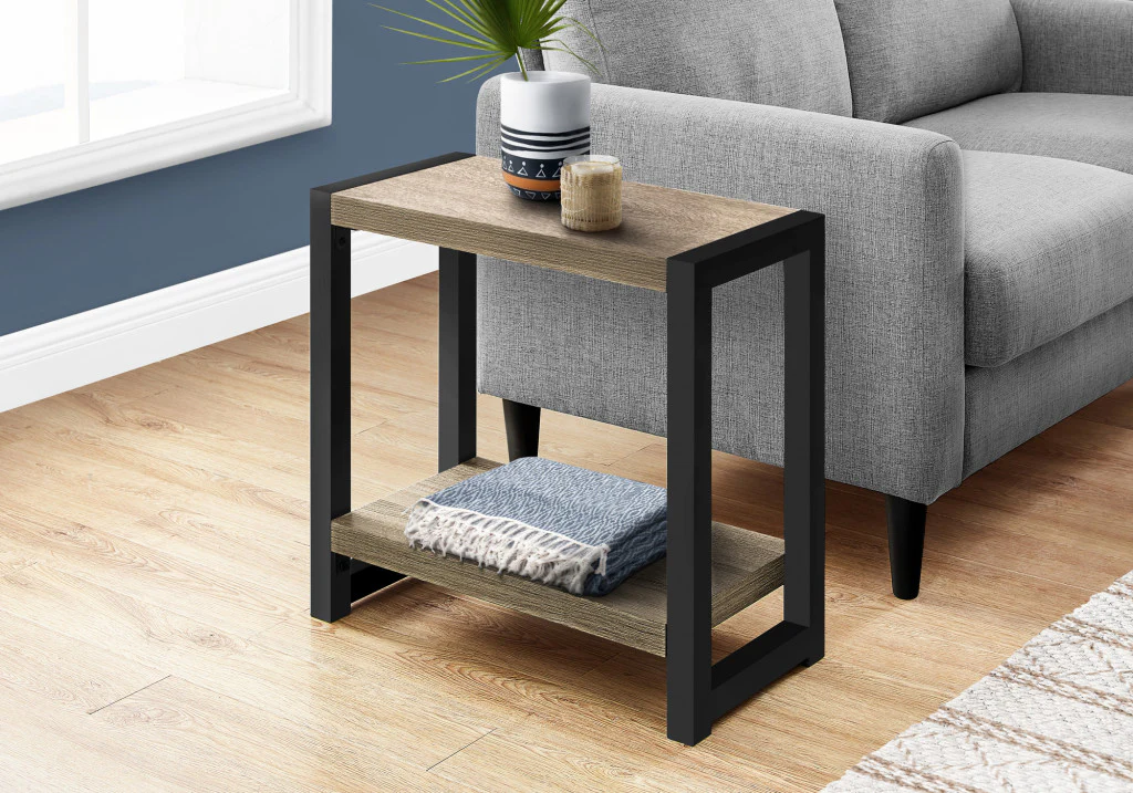 22" Black And Dark Taupe End Table With Shelf By Homeroots - Image 6