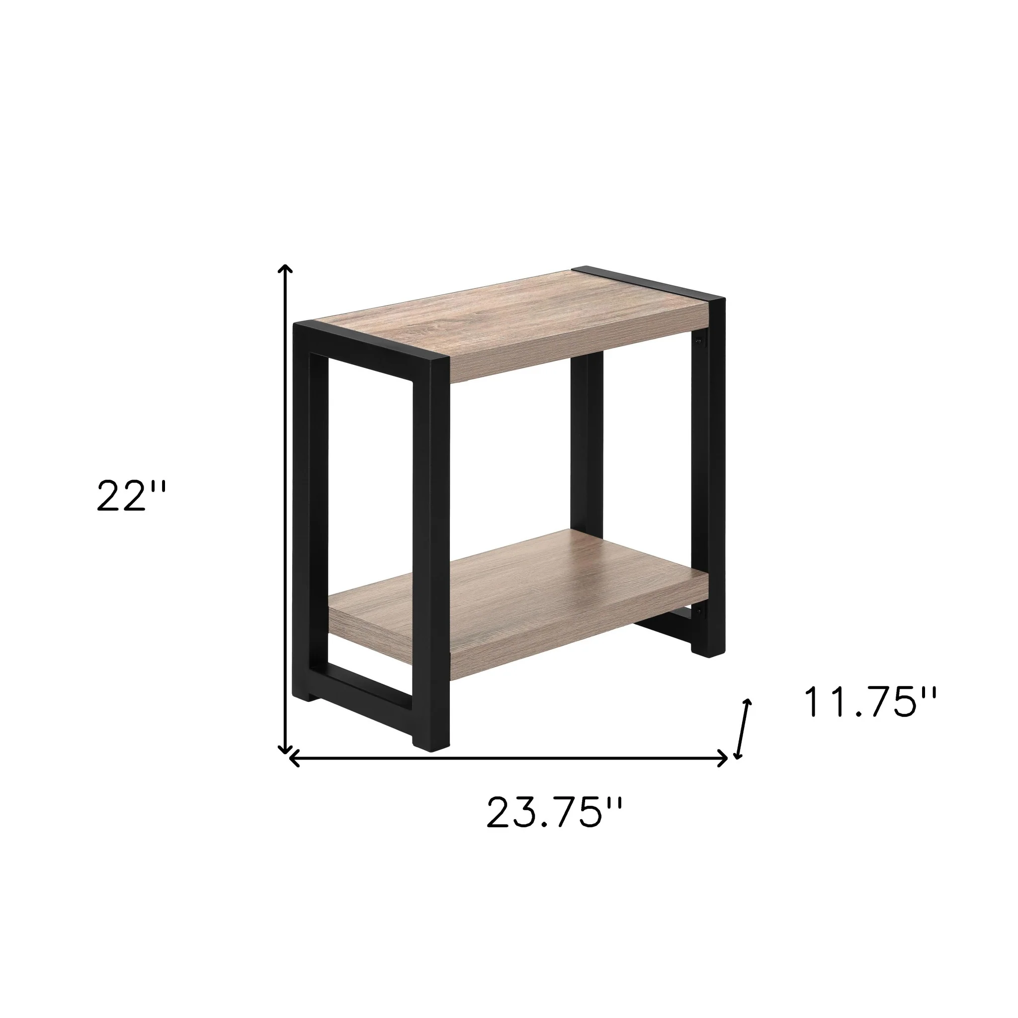 22" Black And Dark Taupe End Table With Shelf By Homeroots - Image 8