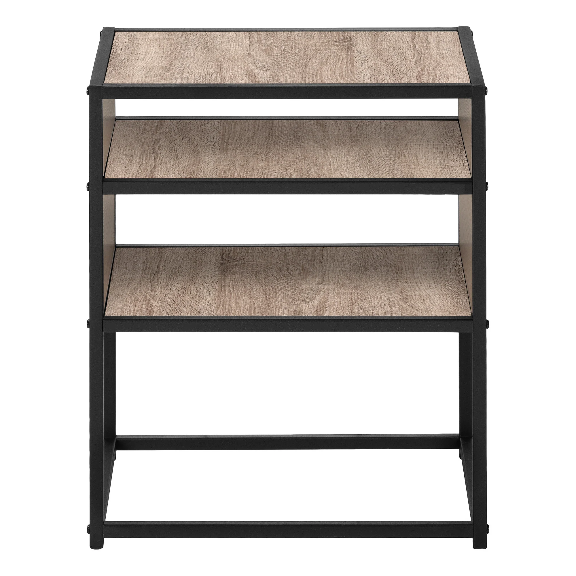 22" Black And Dark Taupe End Table With Two Shelves By Homeroots - Image 4