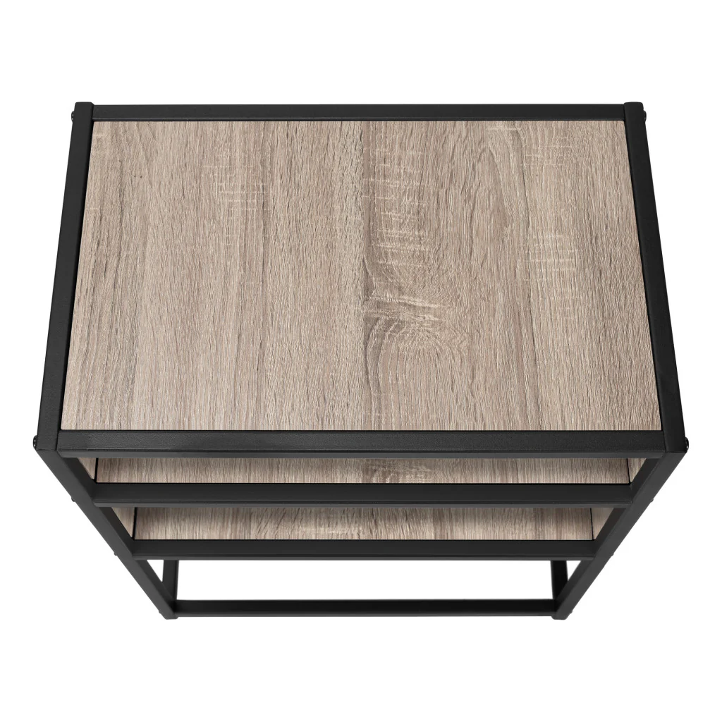 22" Black And Dark Taupe End Table With Two Shelves By Homeroots - Image 5