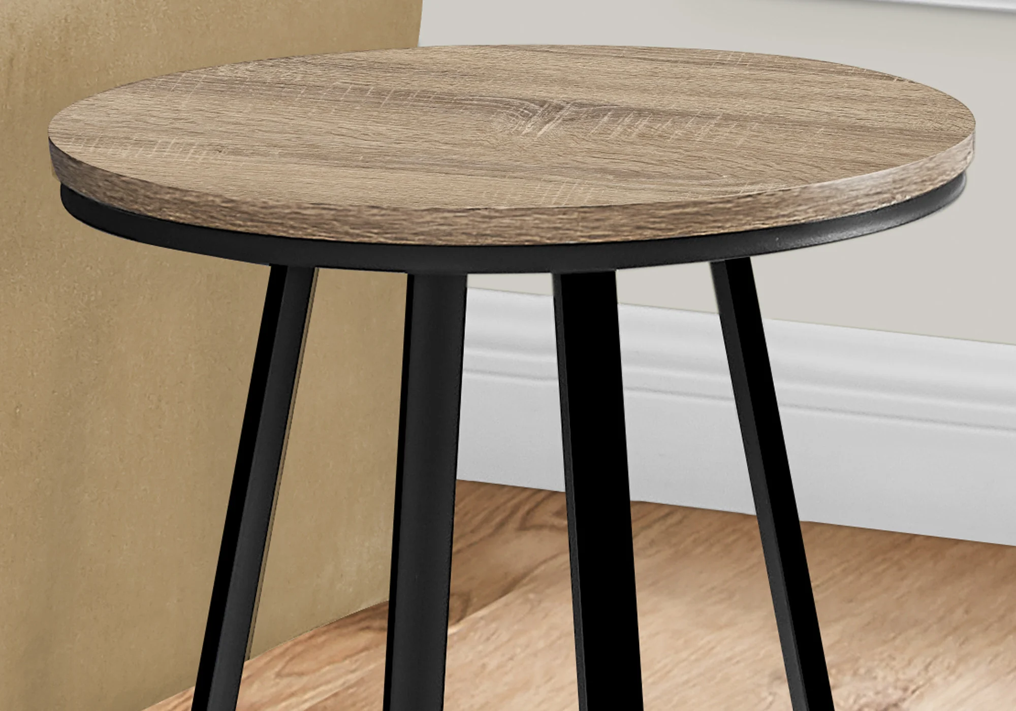 22" Black And Dark Taupe Round End Table By Homeroots - Image 3