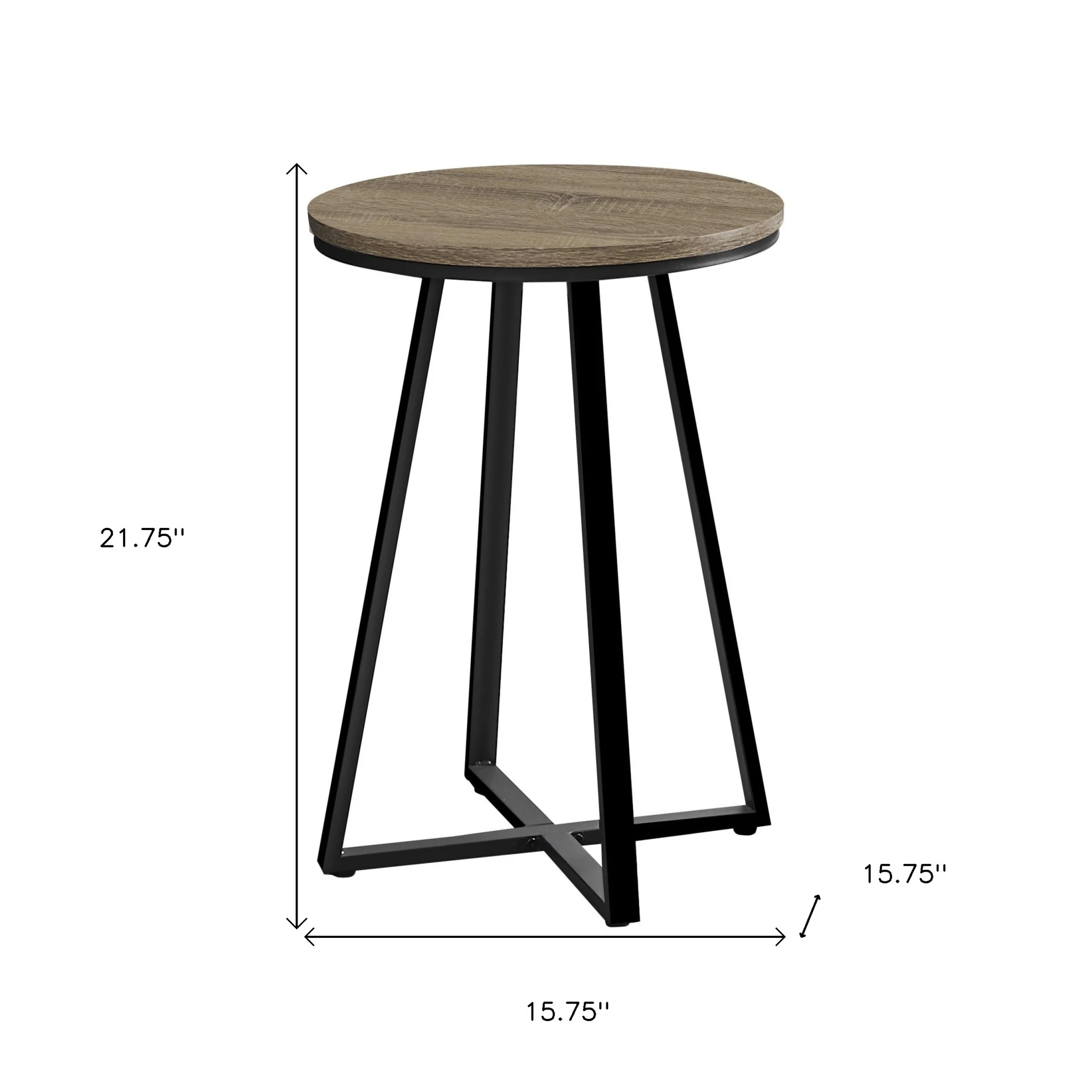 22" Black And Dark Taupe Round End Table By Homeroots - Image 4