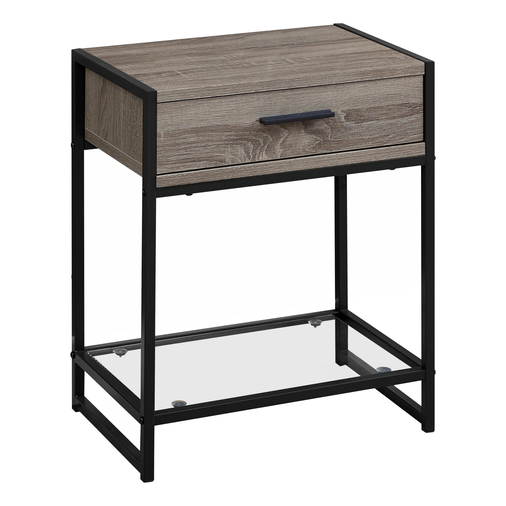 22" Black And Deep Taupe End Table With Drawer And Shelf By Homeroots - Image 2