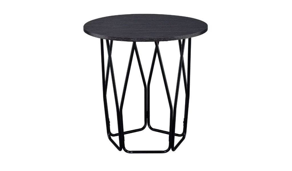 22" Black And Espresso Manufactured Wood And Metal Round End Table By Homeroots - Image 2
