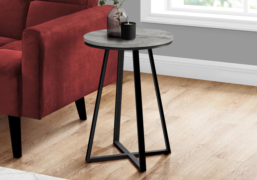 22" Black And Grey Round End Table By Homeroots - Image 2