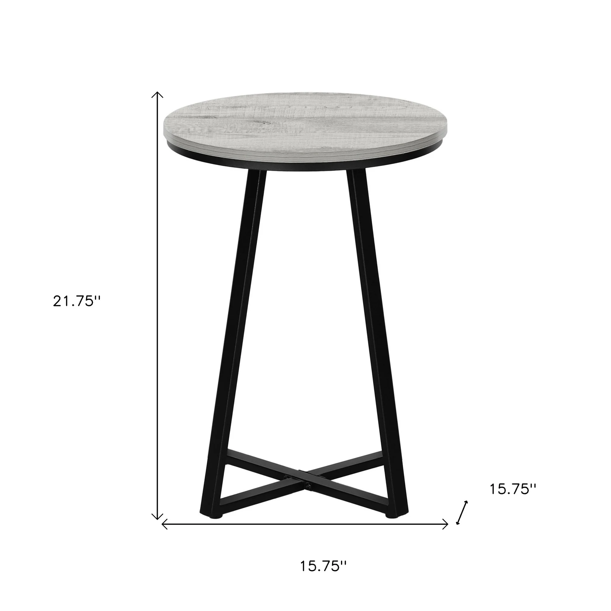 22" Black And Grey Round End Table By Homeroots - Image 4