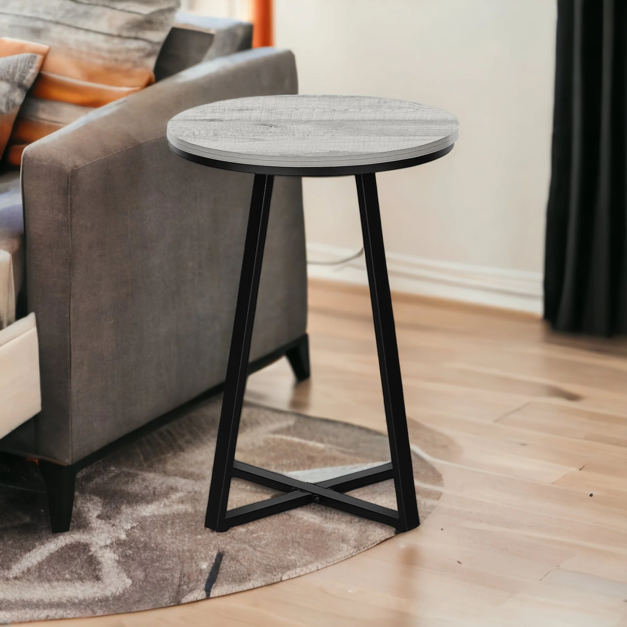 22" Black And Grey Round End Table By Homeroots - Image 6