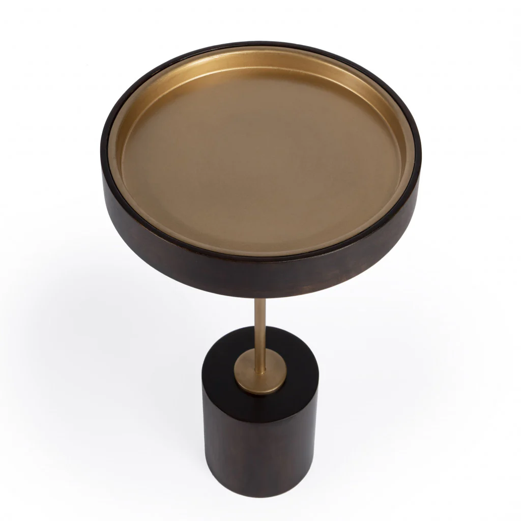 22" Black And Rosegold Solid Wood Round End Table By Homeroots - Image 3