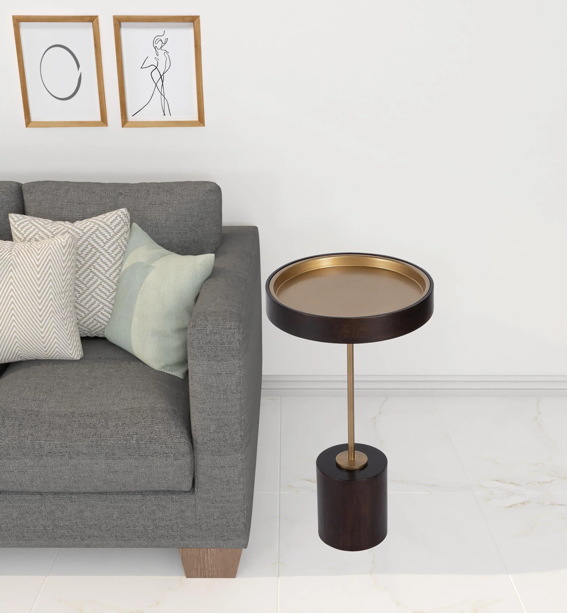 22" Black And Rosegold Solid Wood Round End Table By Homeroots - Image 5