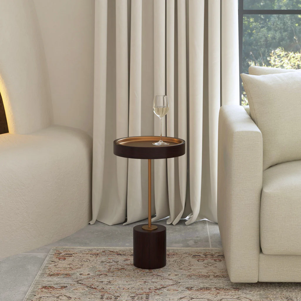 22" Black And Rosegold Solid Wood Round End Table By Homeroots - Image 6