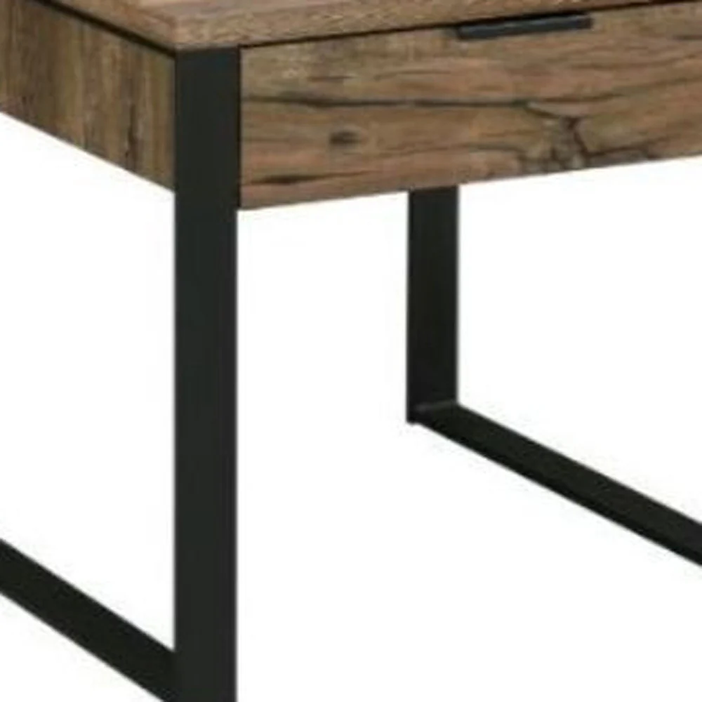 22" Black And Weathered Oak Square End Table With Drawer By Homeroots - Image 4