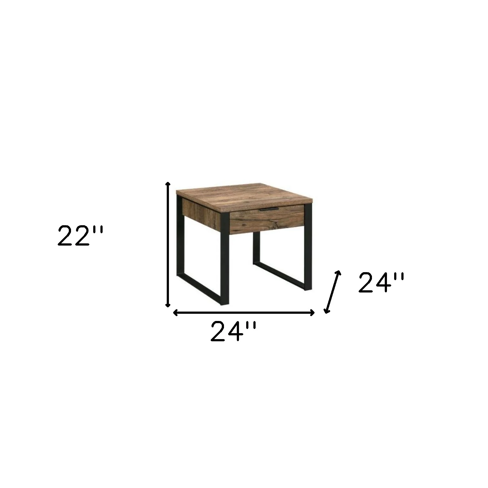 22" Black And Weathered Oak Square End Table With Drawer By Homeroots - Image 6