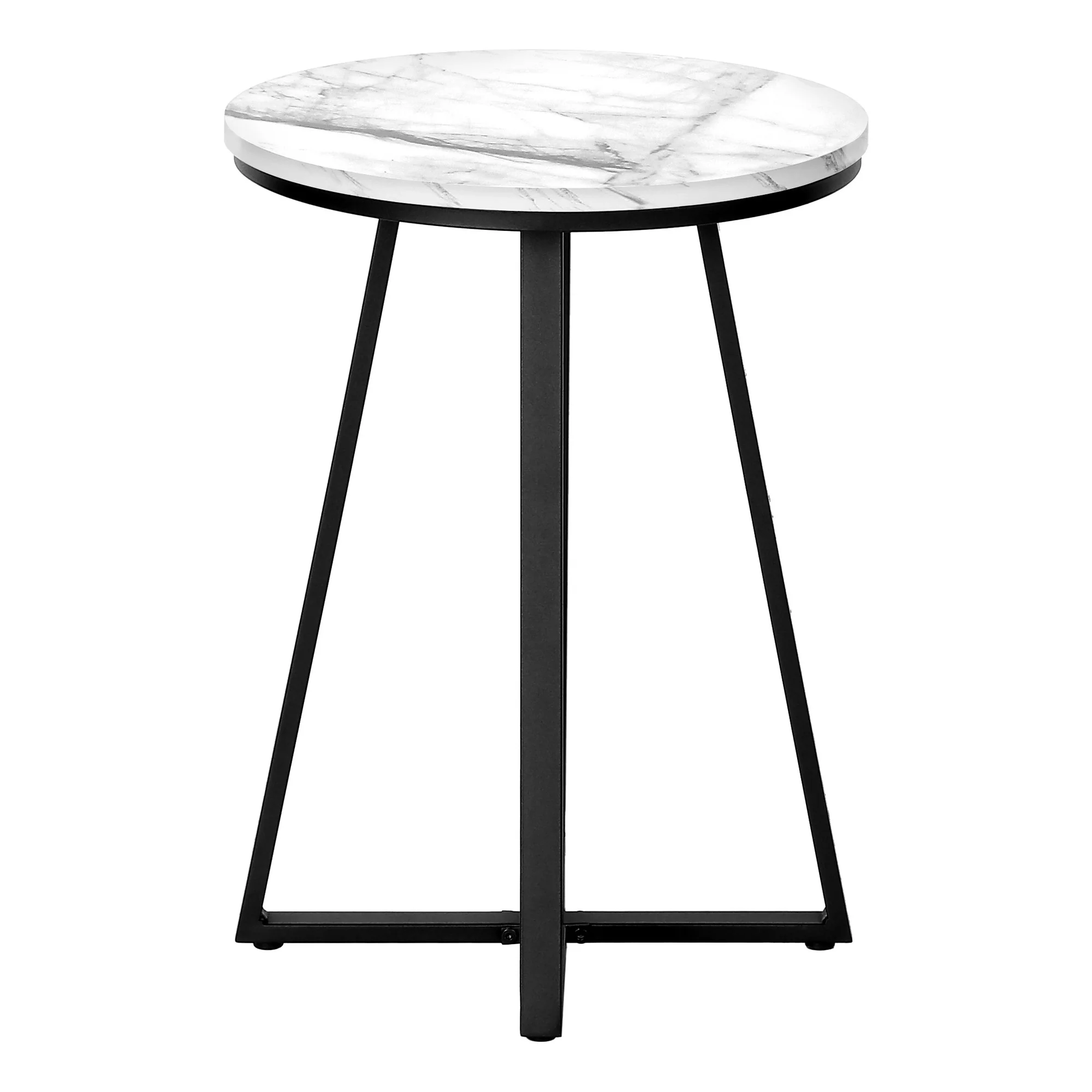 22" Black And White Faux Marble Round End Table By Homeroots - Image 2