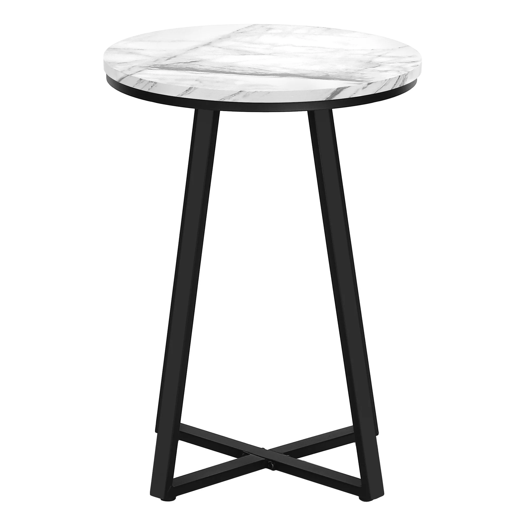 22" Black And White Faux Marble Round End Table By Homeroots - Image 3