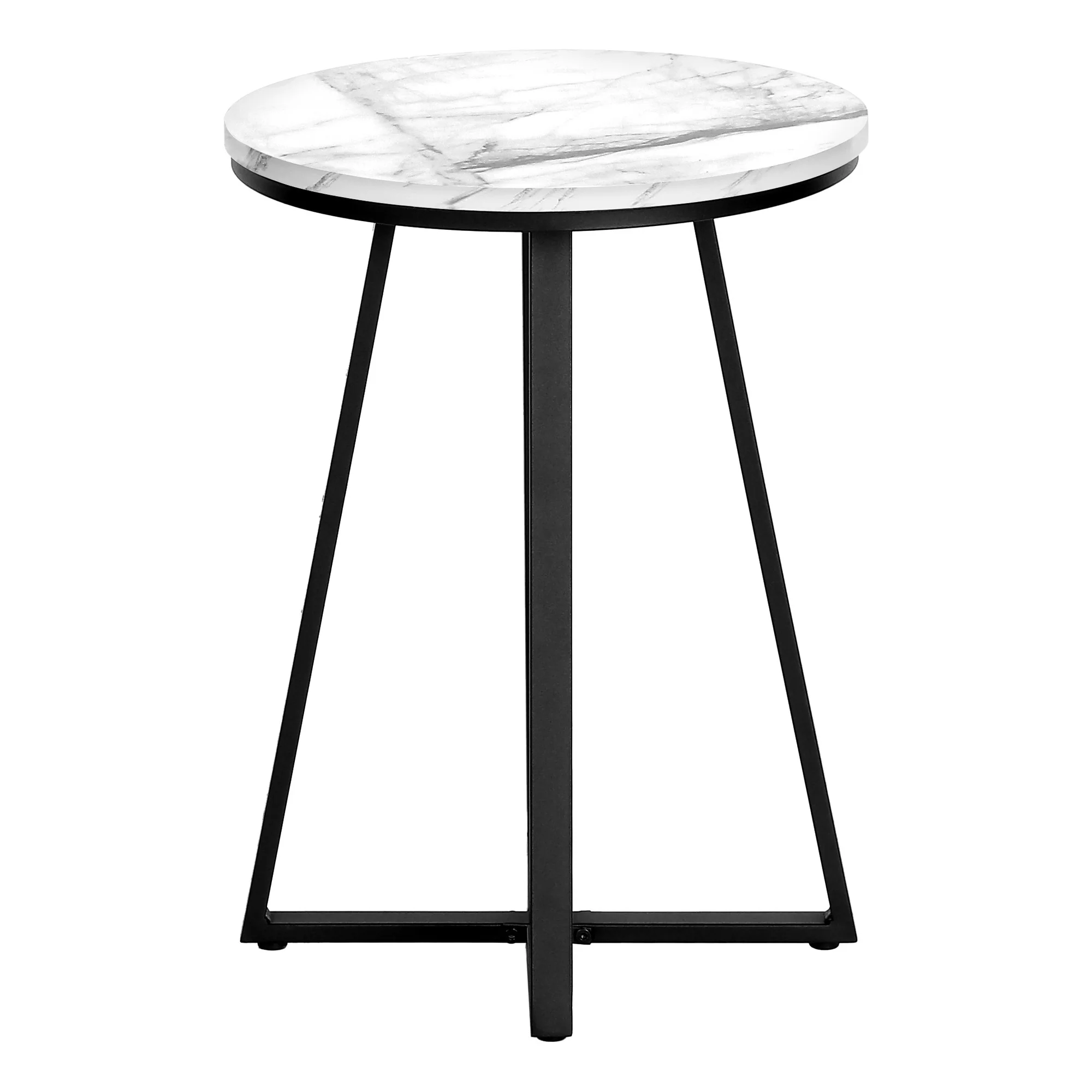 22" Black And White Faux Marble Round End Table By Homeroots - Image 4