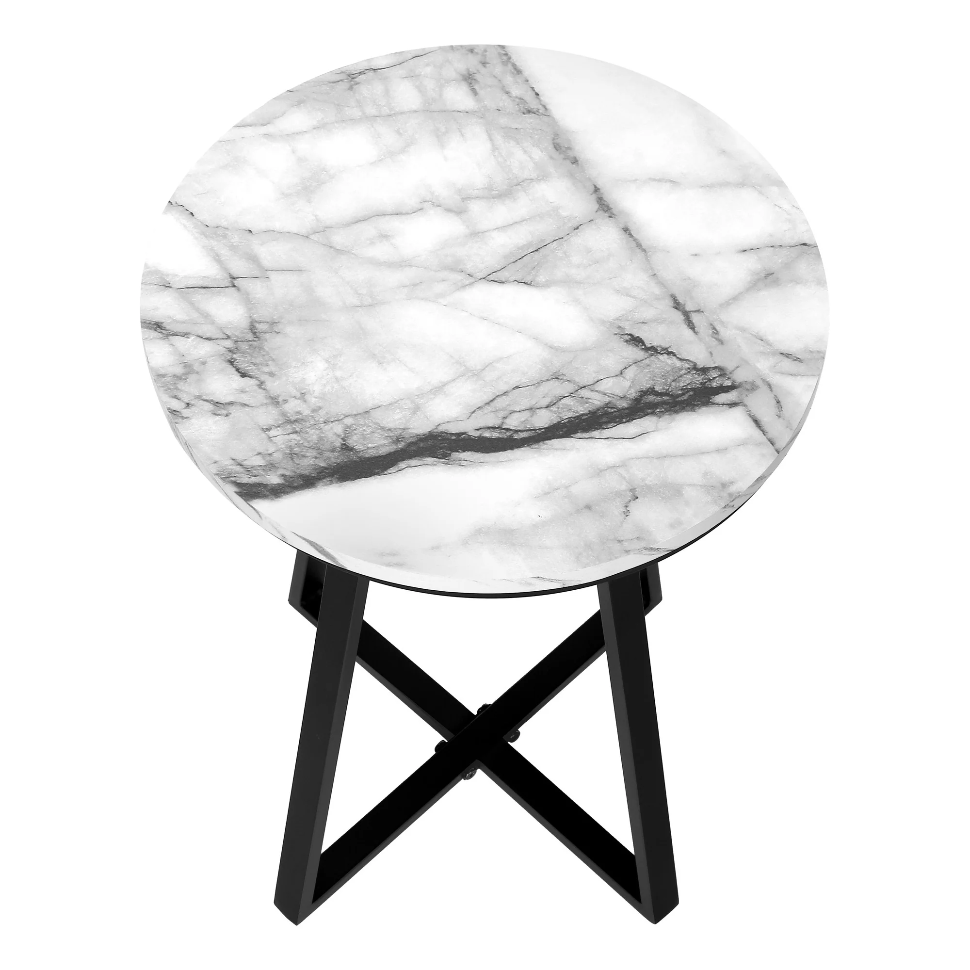22" Black And White Faux Marble Round End Table By Homeroots - Image 5
