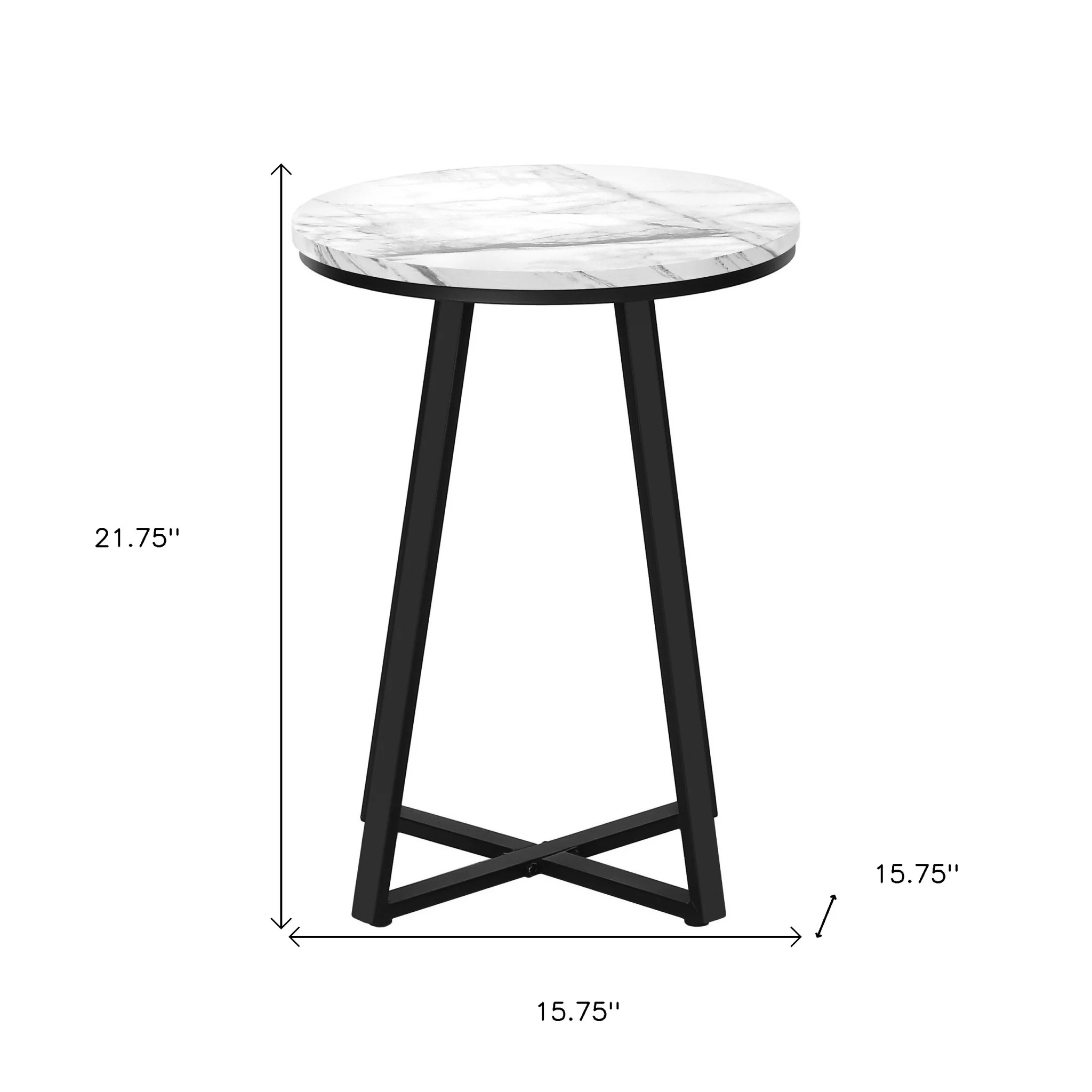 22" Black And White Faux Marble Round End Table By Homeroots - Image 8