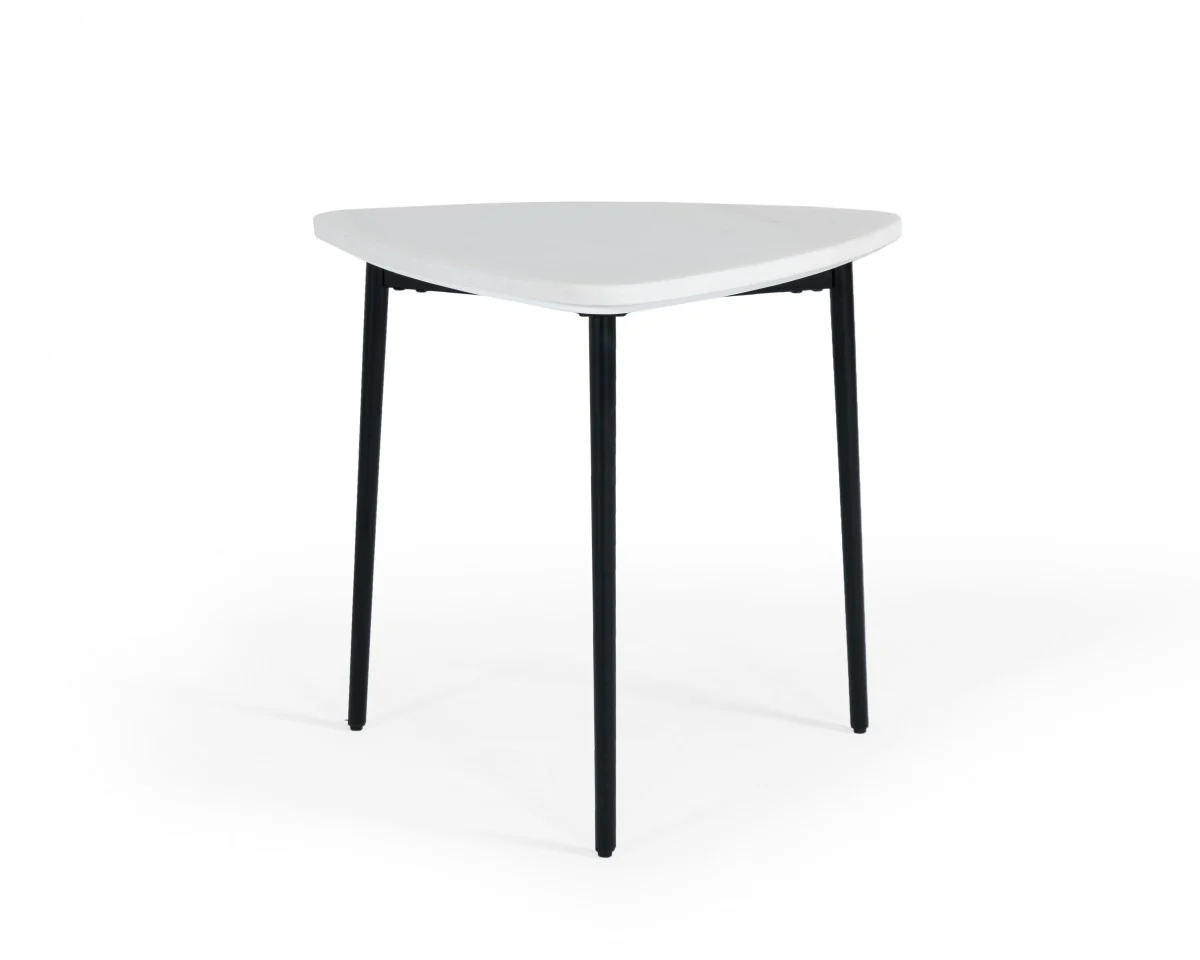 22" Black And White Marble Triangle End Table By Homeroots - Image 2