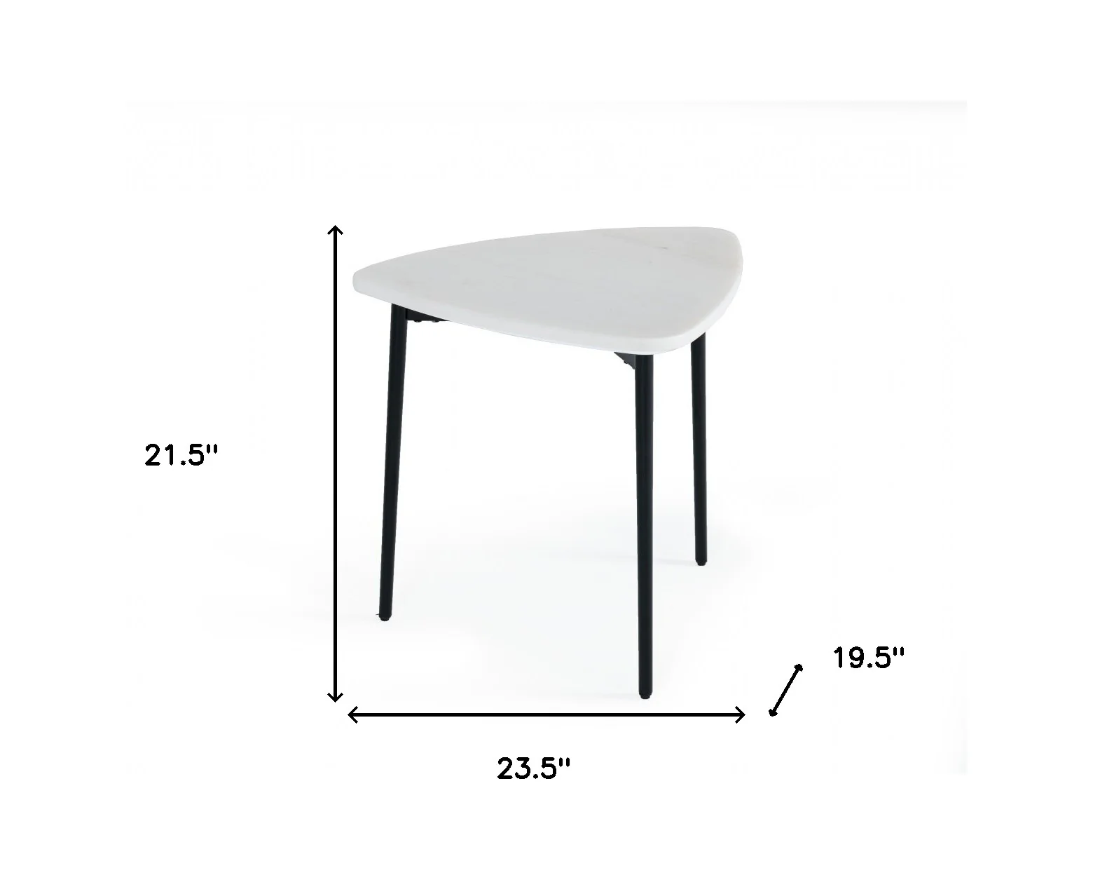 22" Black And White Marble Triangle End Table By Homeroots - Image 5