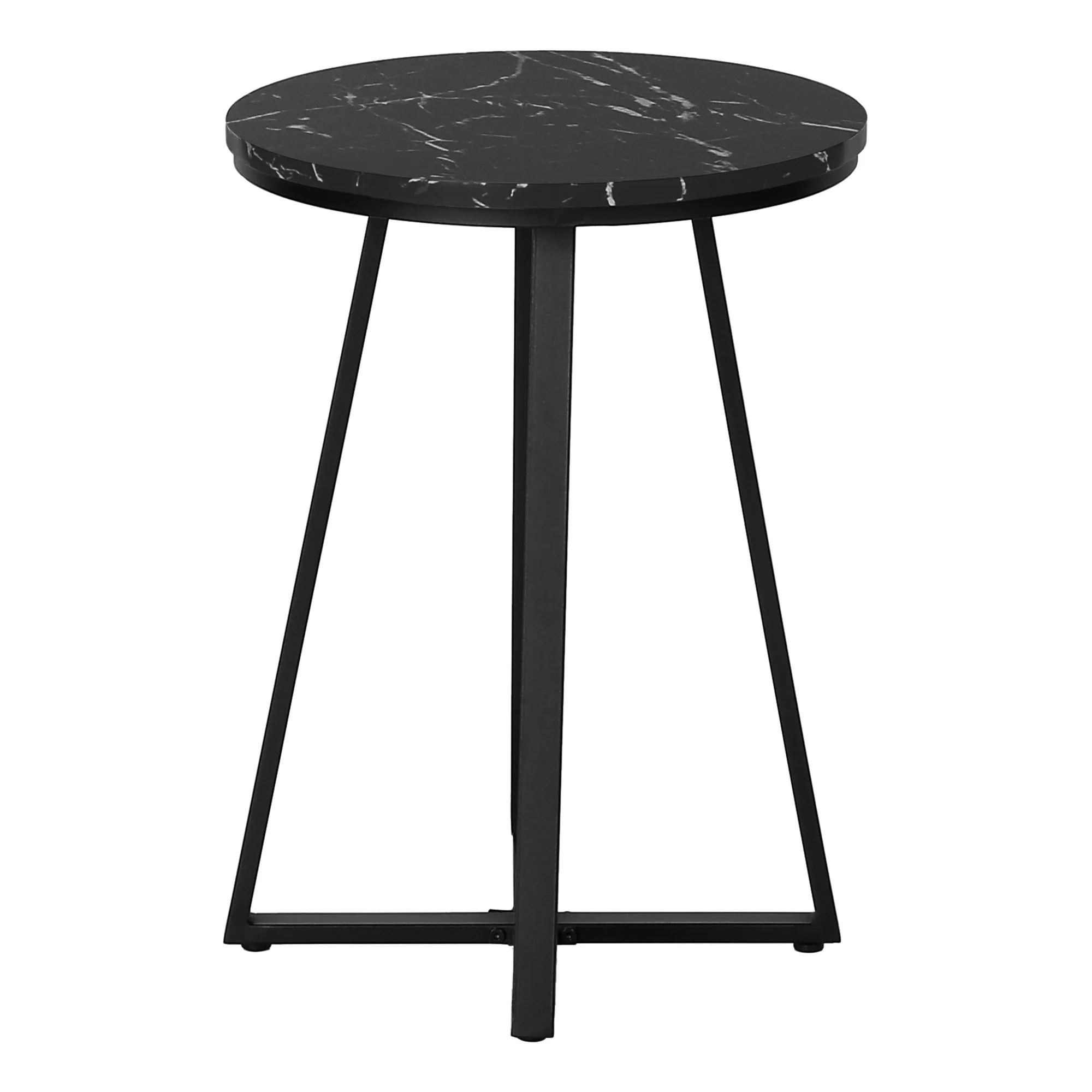 22" Black Faux Marble Round End Table By Homeroots - Image 2