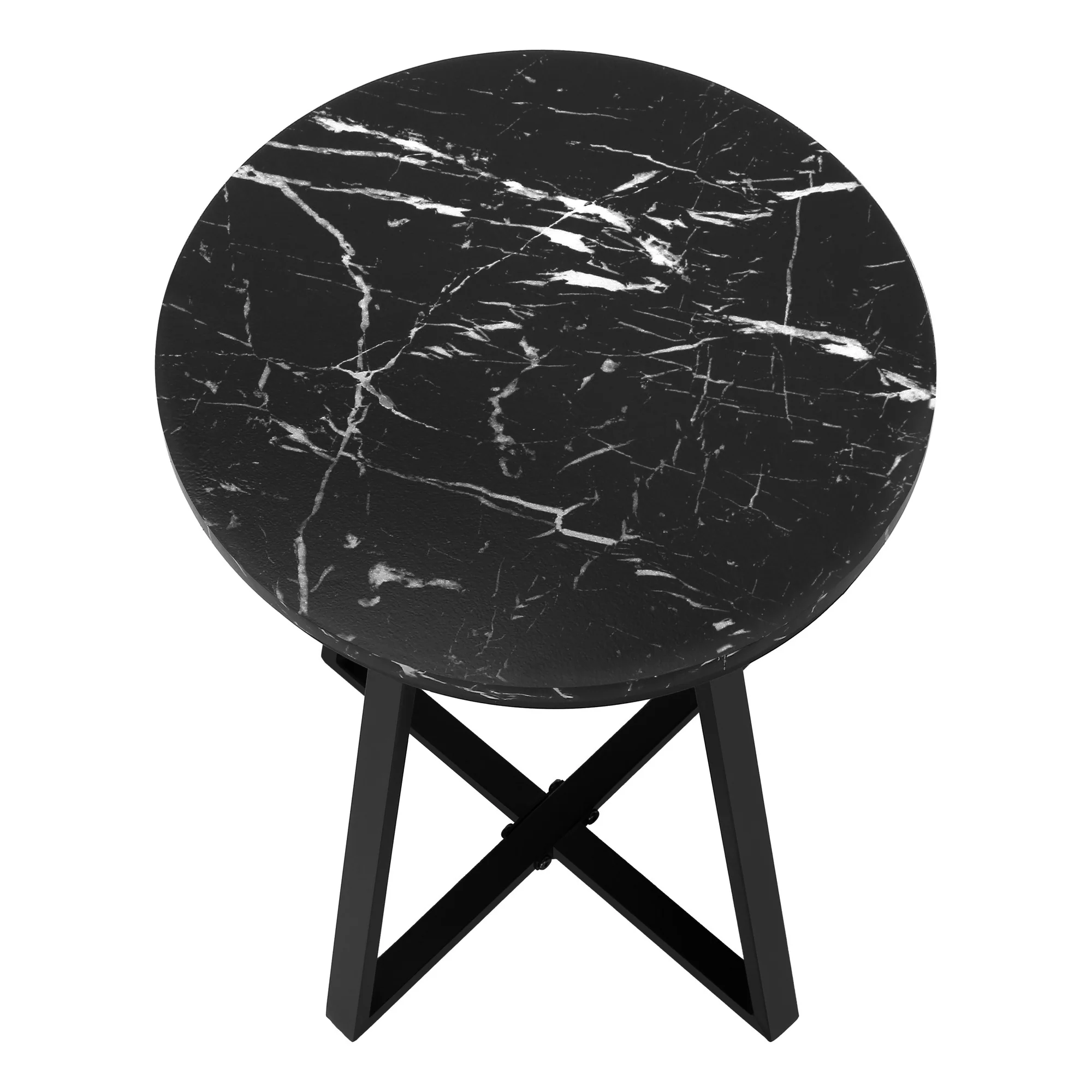 22" Black Faux Marble Round End Table By Homeroots - Image 5