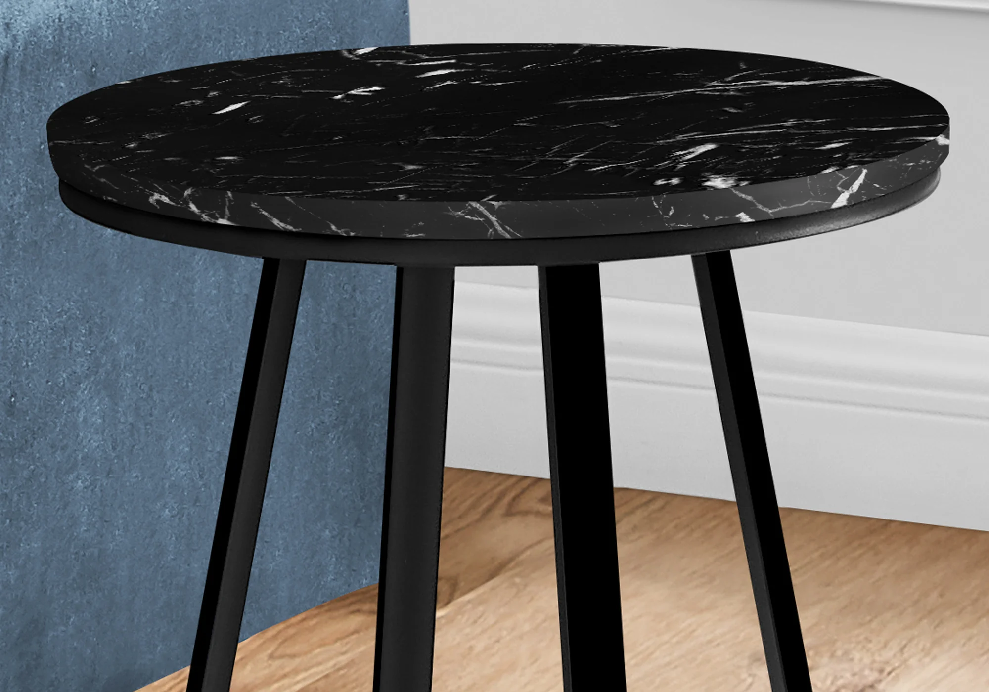 22" Black Faux Marble Round End Table By Homeroots - Image 7