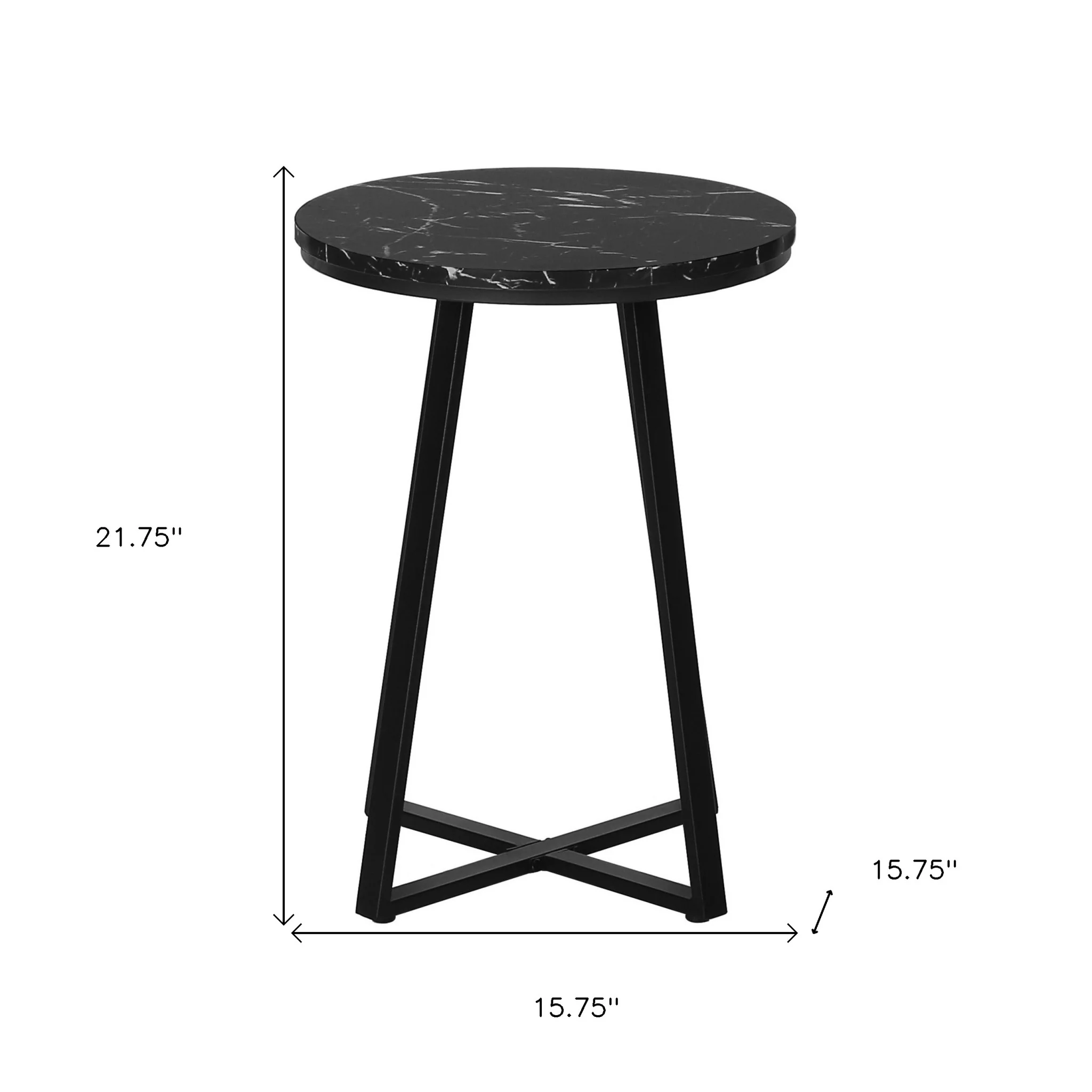 22" Black Faux Marble Round End Table By Homeroots - Image 8