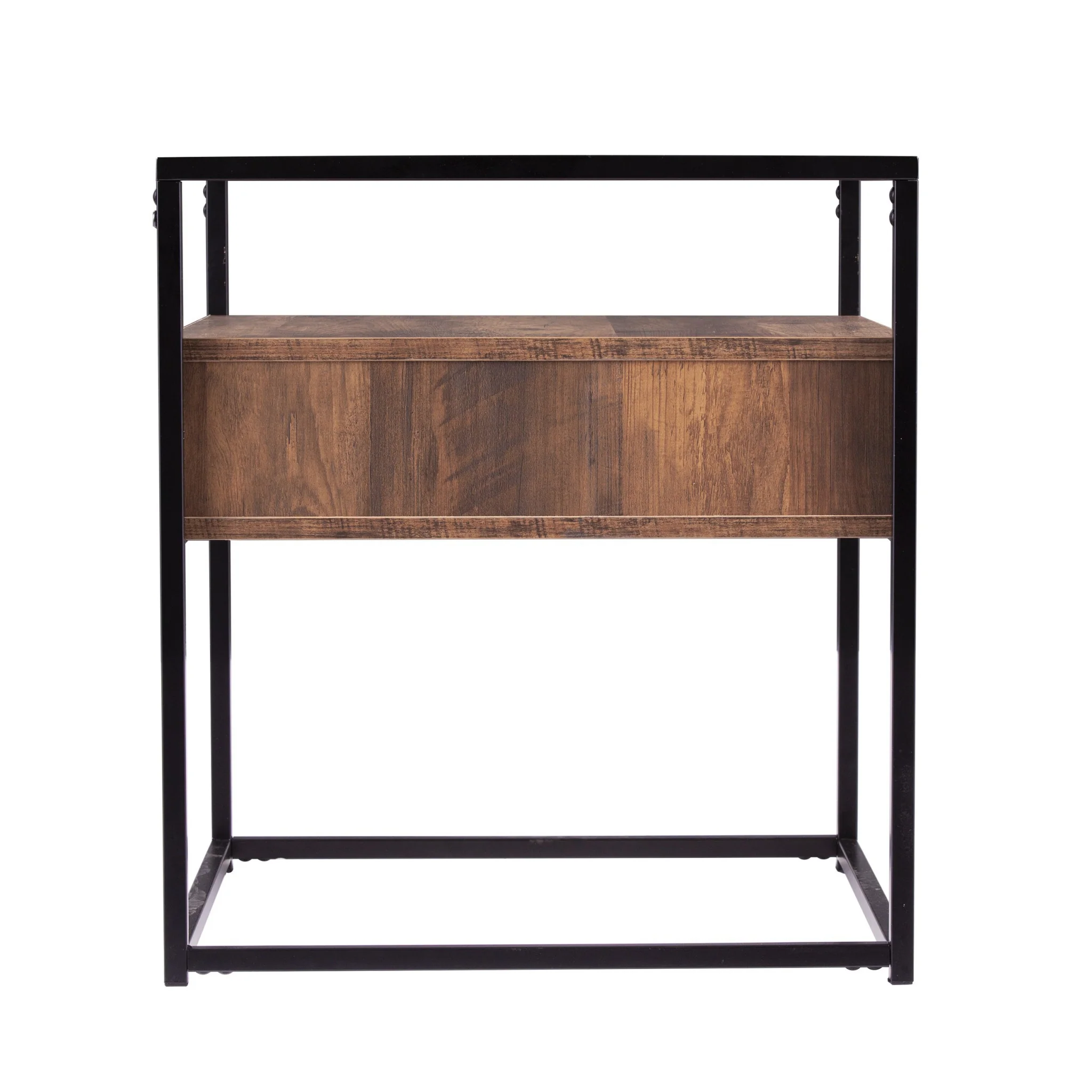 22" Black Glass And Iron Square End Table With Drawer With Shelf By Homeroots - Image 4
