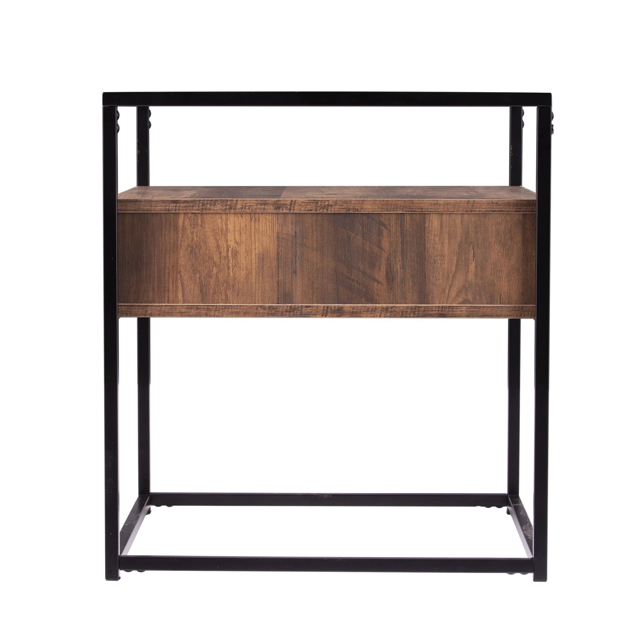 22" Black Glass And Iron Square End Table With Drawer With Shelf By Homeroots - Image 5