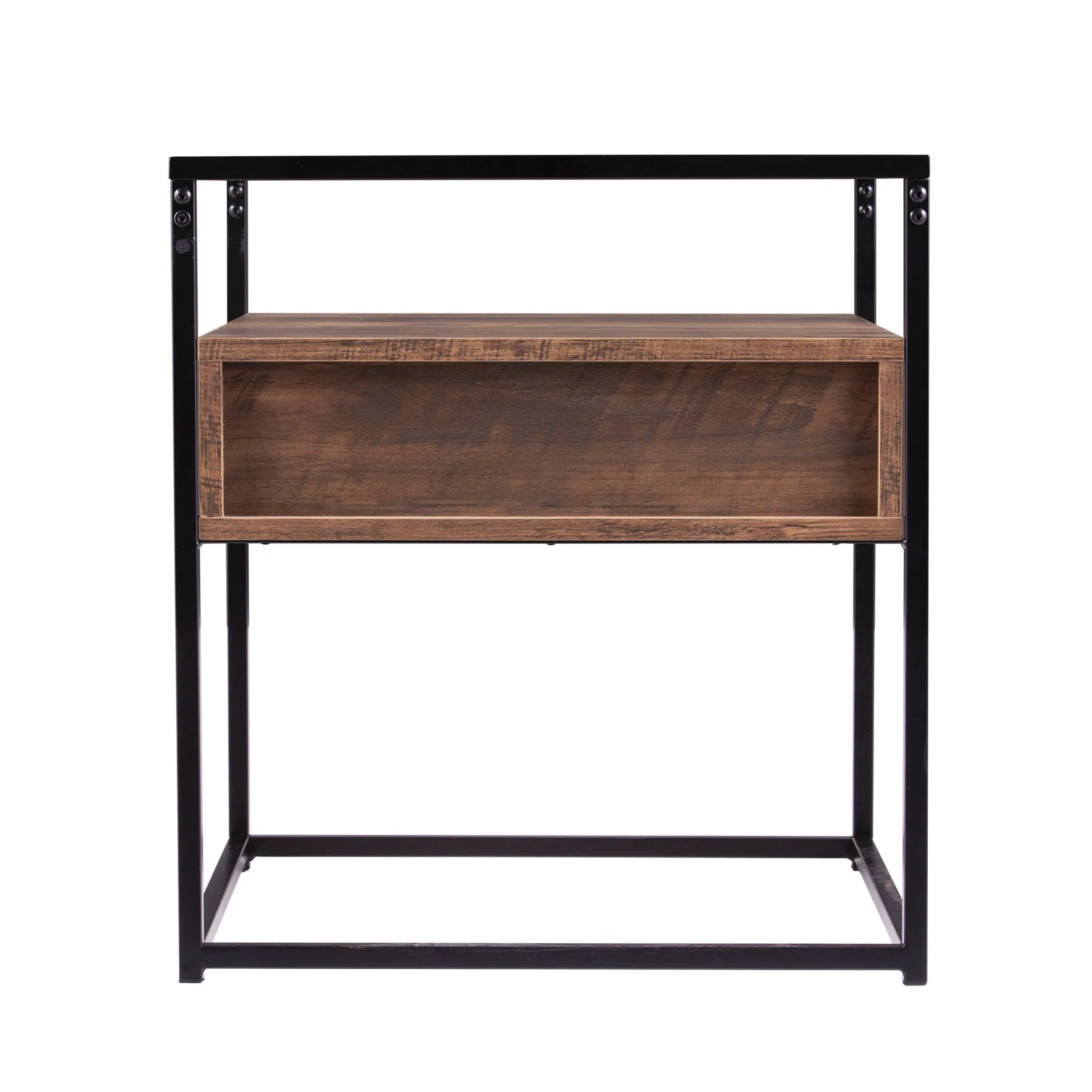 22" Black Glass And Iron Square End Table With Drawer With Shelf By Homeroots - Image 6