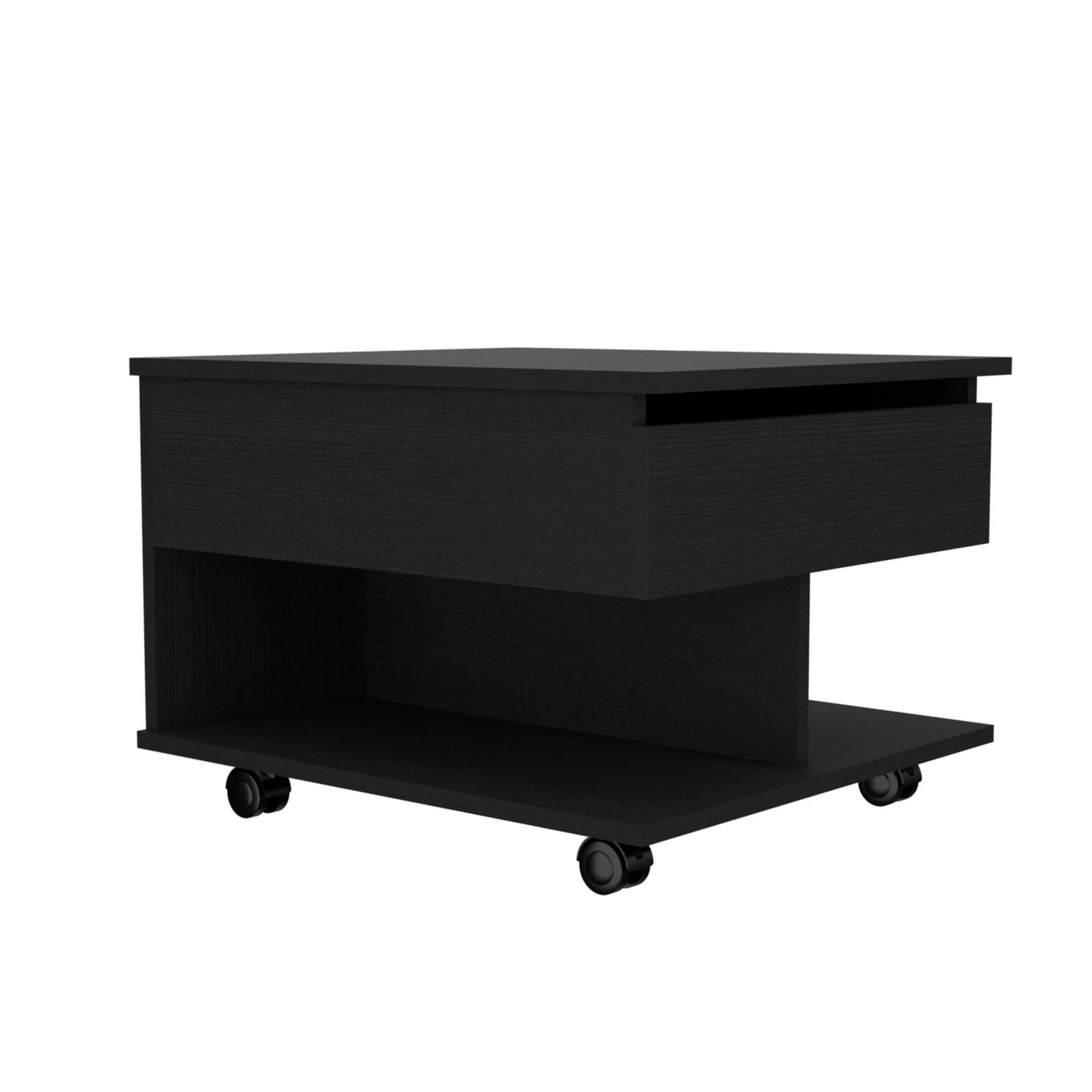 22" Black Manufactured Wood Rectangular Lift Top Coffee Table With Drawer By Homeroots - Image 2
