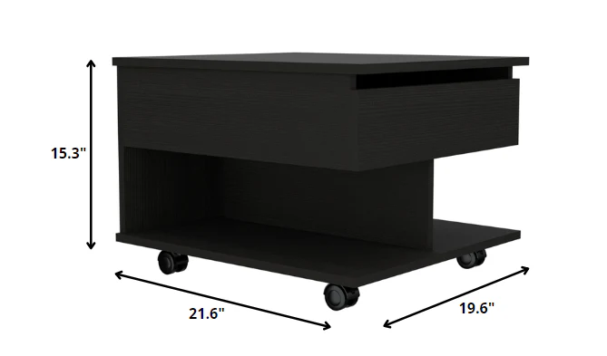 22" Black Manufactured Wood Rectangular Lift Top Coffee Table With Drawer By Homeroots - Image 4