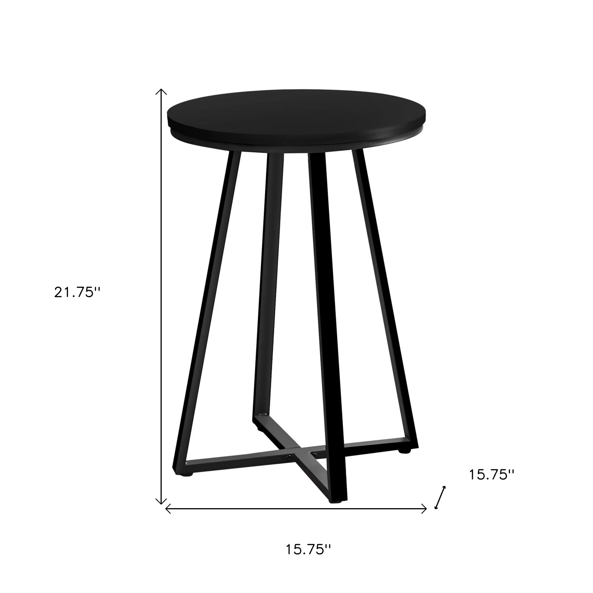 22" Black Round End Table By Homeroots - Image 4