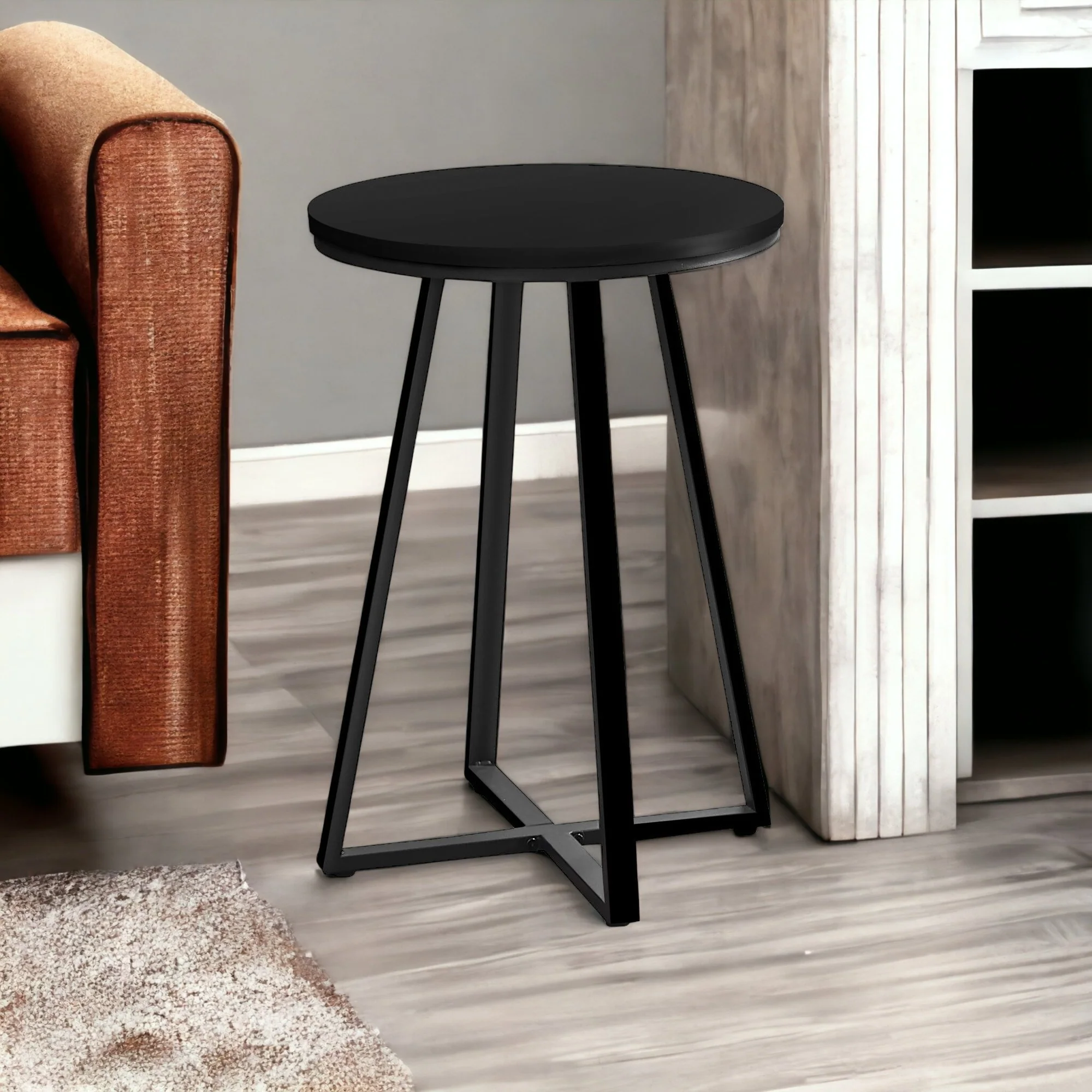 22" Black Round End Table By Homeroots - Image 6