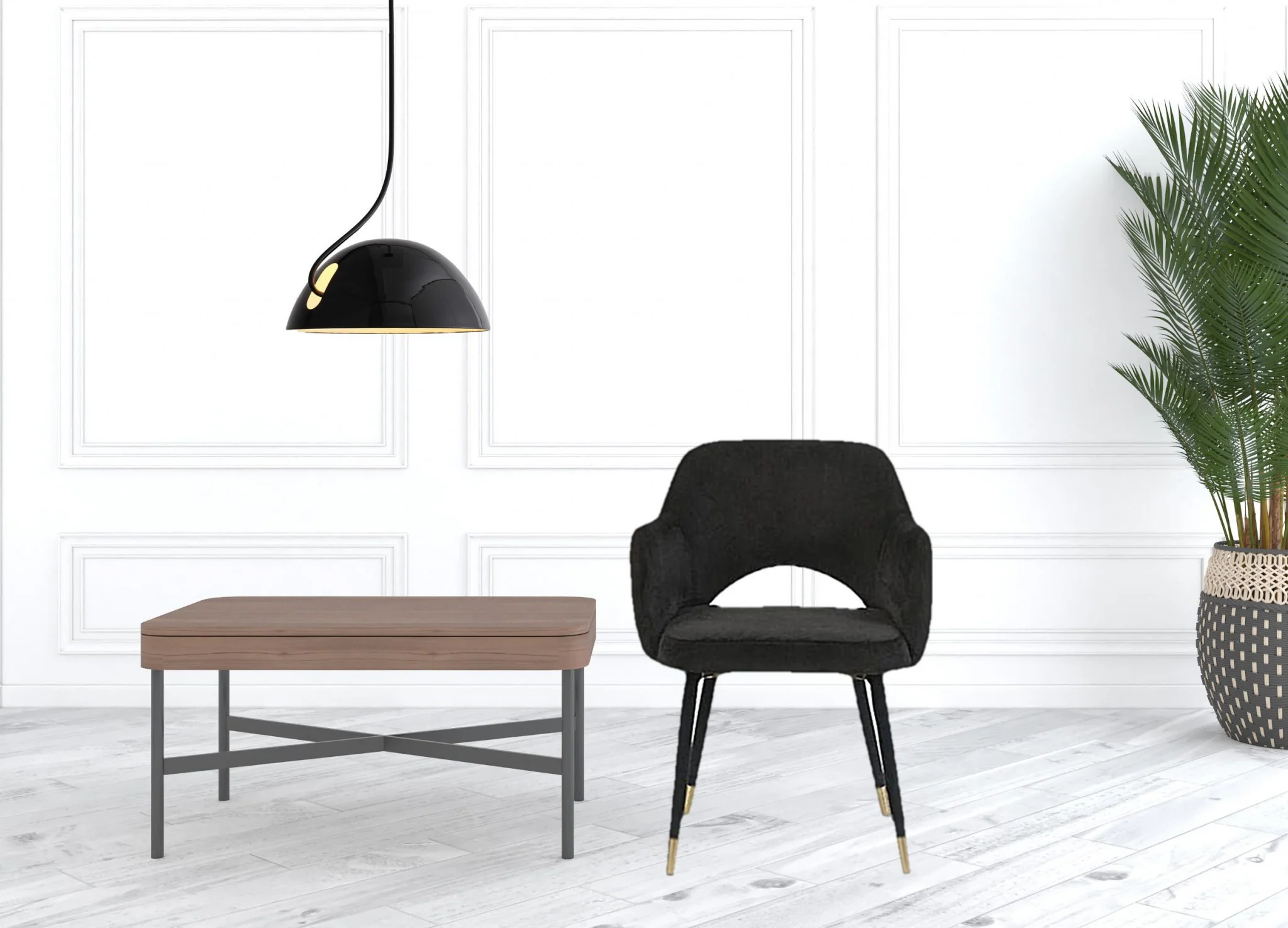 22" Black Velvet And Gold Solid Color Parsons Chair By Homeroots - Image 2